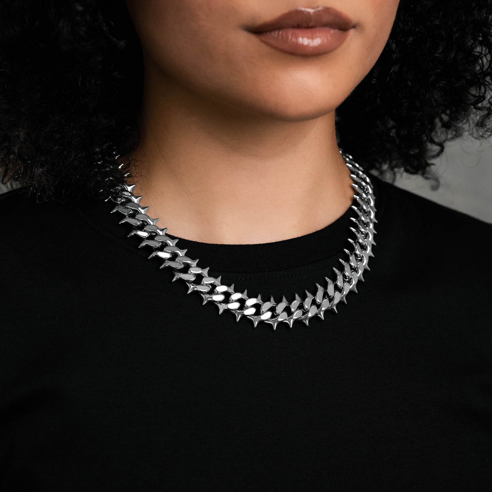 11mm cuban chain with cast spikes womens