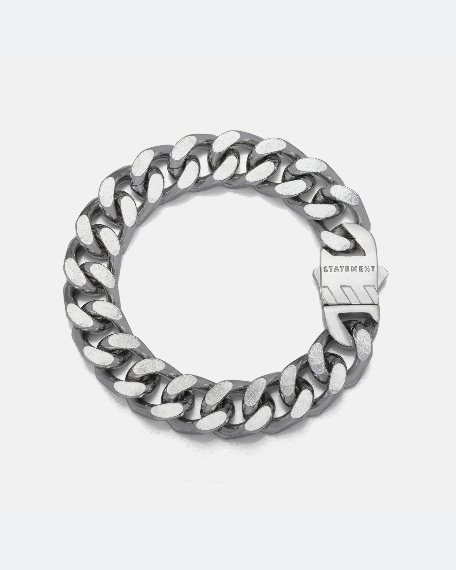 Silver 13mm Chunky Cuban bracelet in by statement collective on light grey background