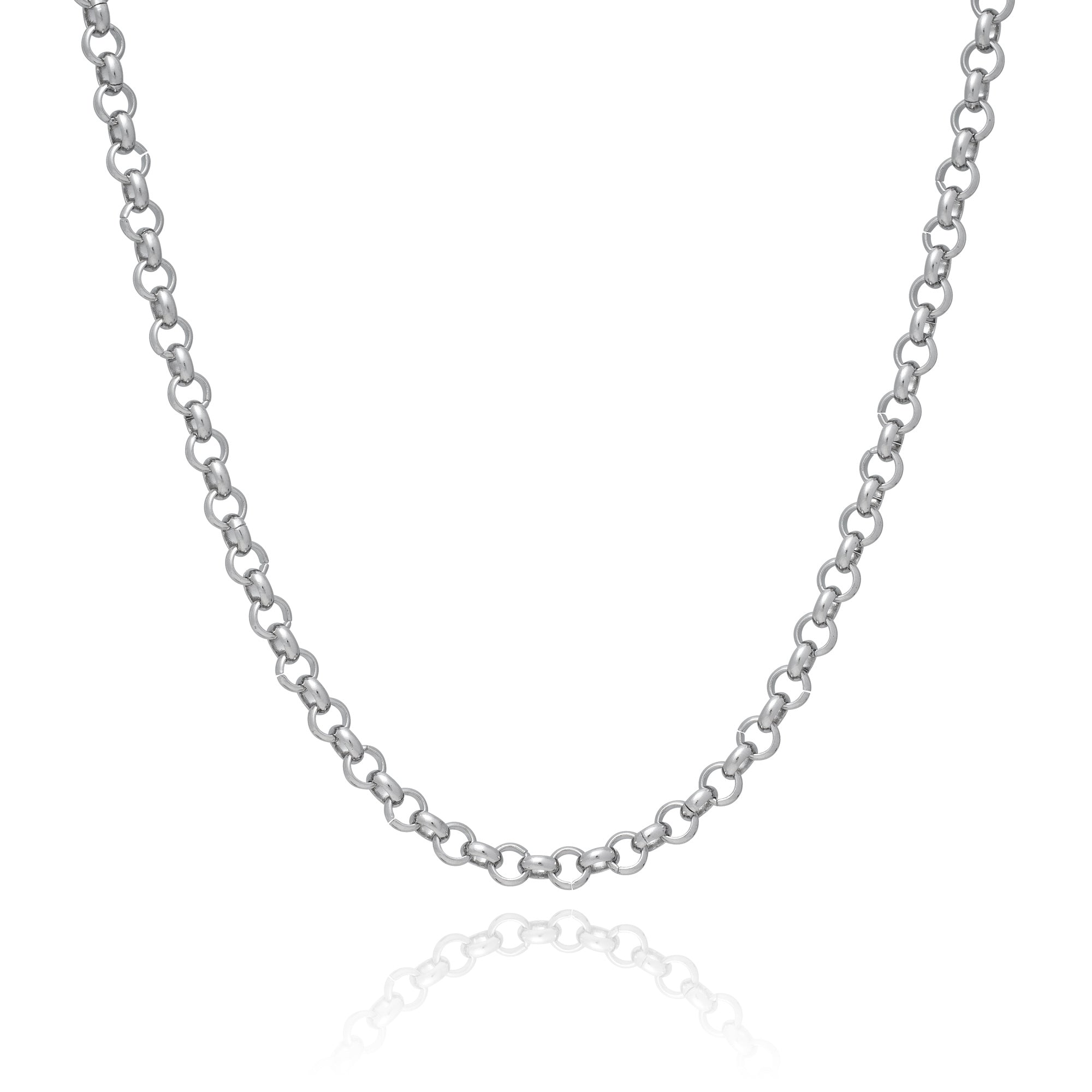 Silver rolo chain necklace circle links by statement collective
