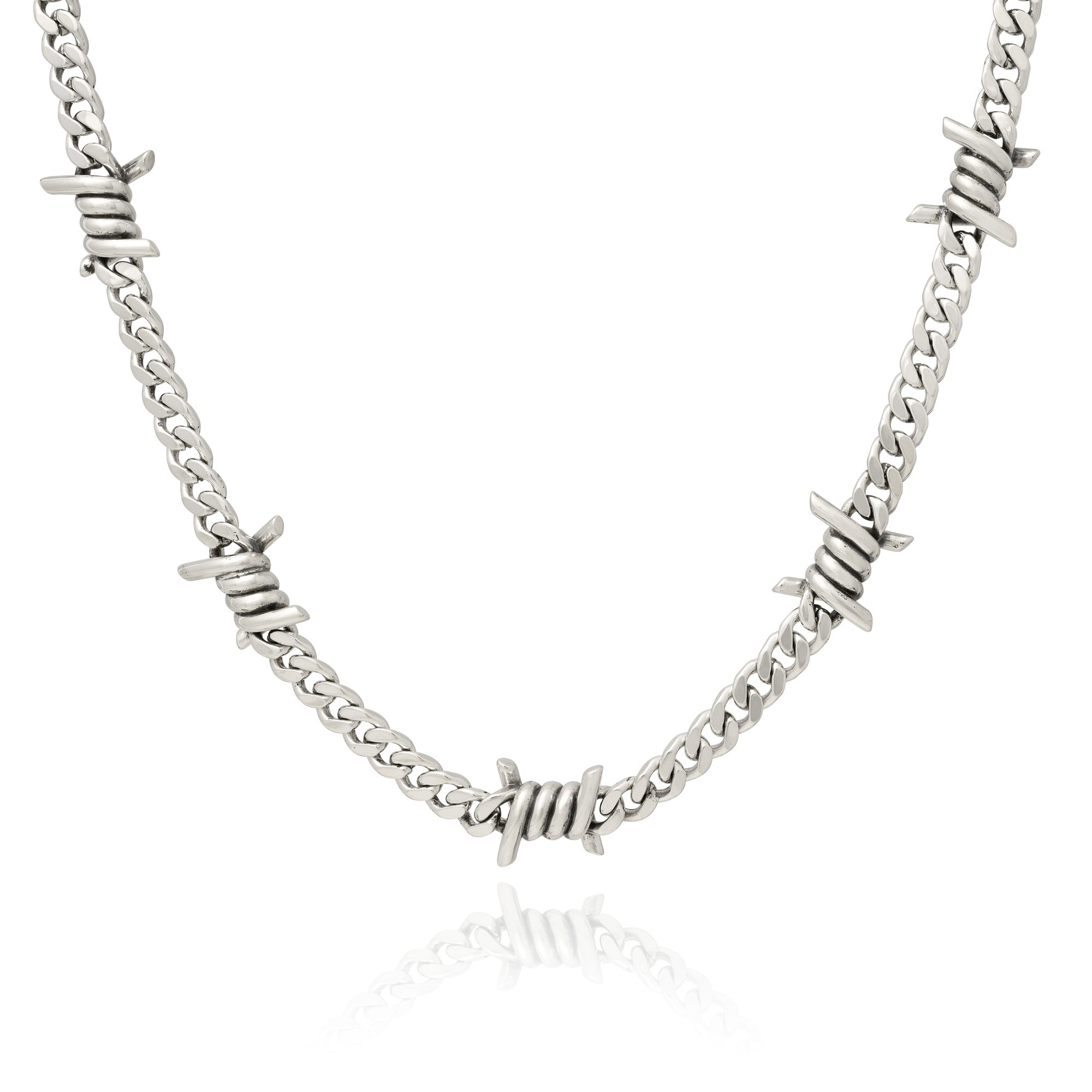 sterling silver barbed wire necklace 6mm links by statement
