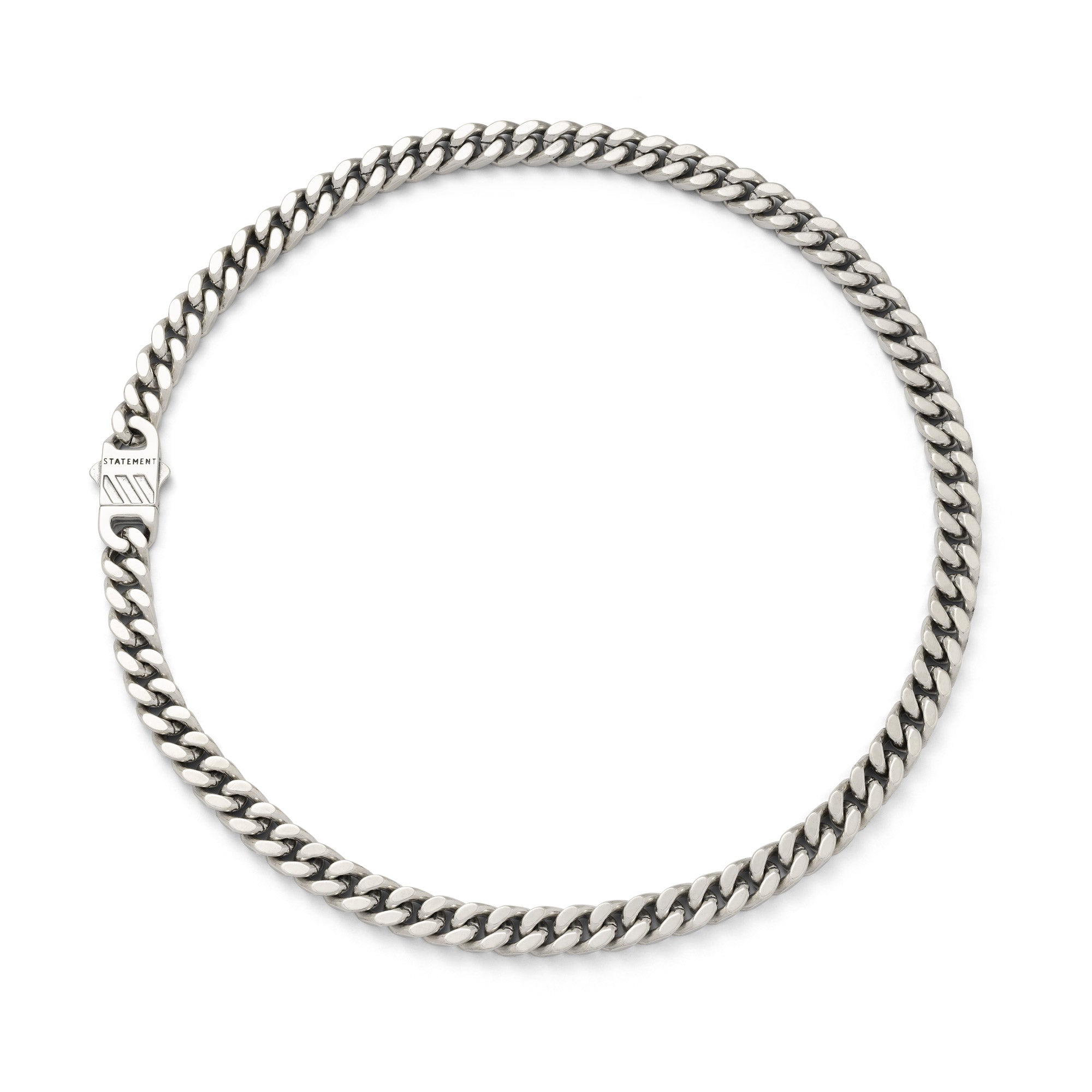 925 sterling silver 9mm cuban chain on white background by statement collective