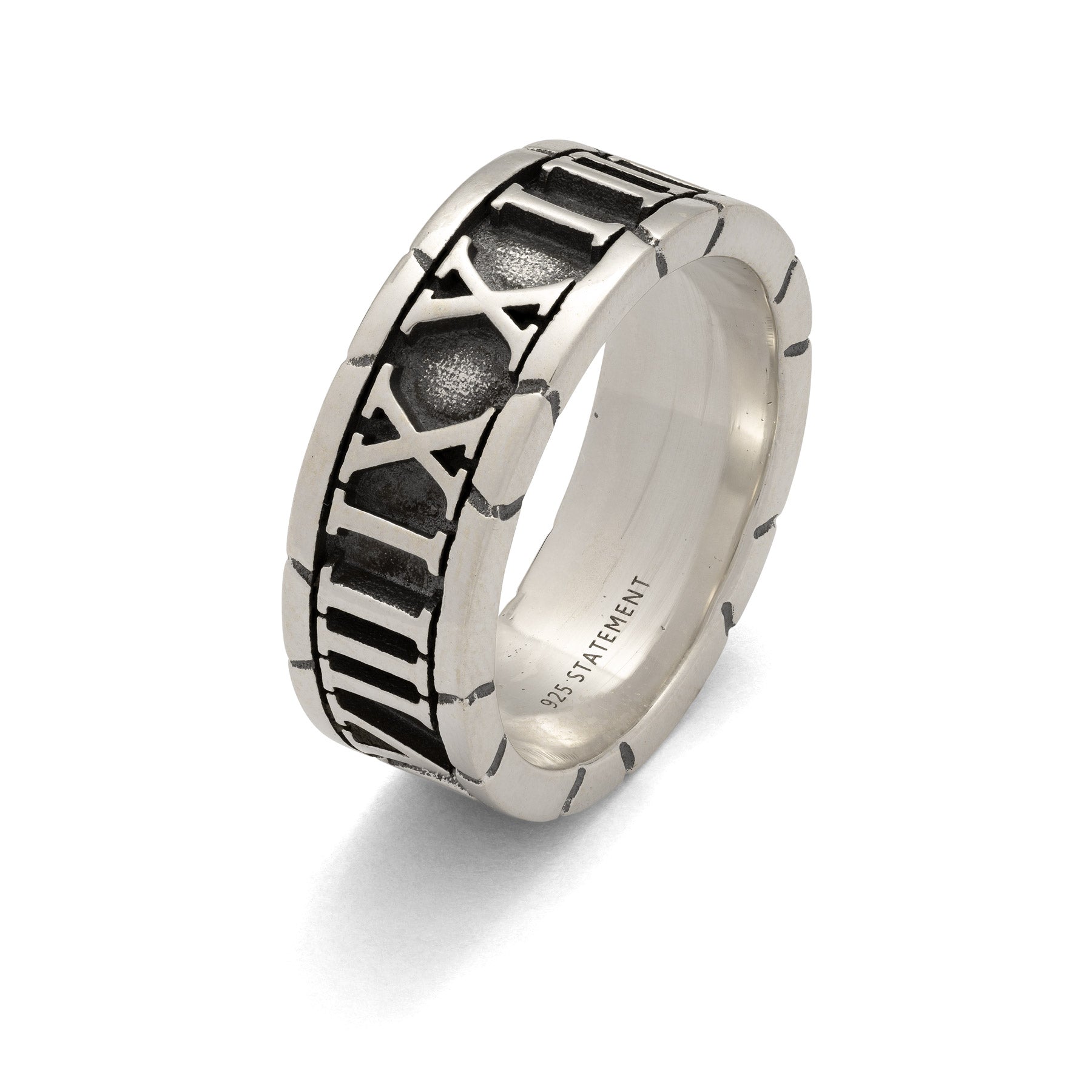Sterling Silver band ring with roman numerals the entire way around it