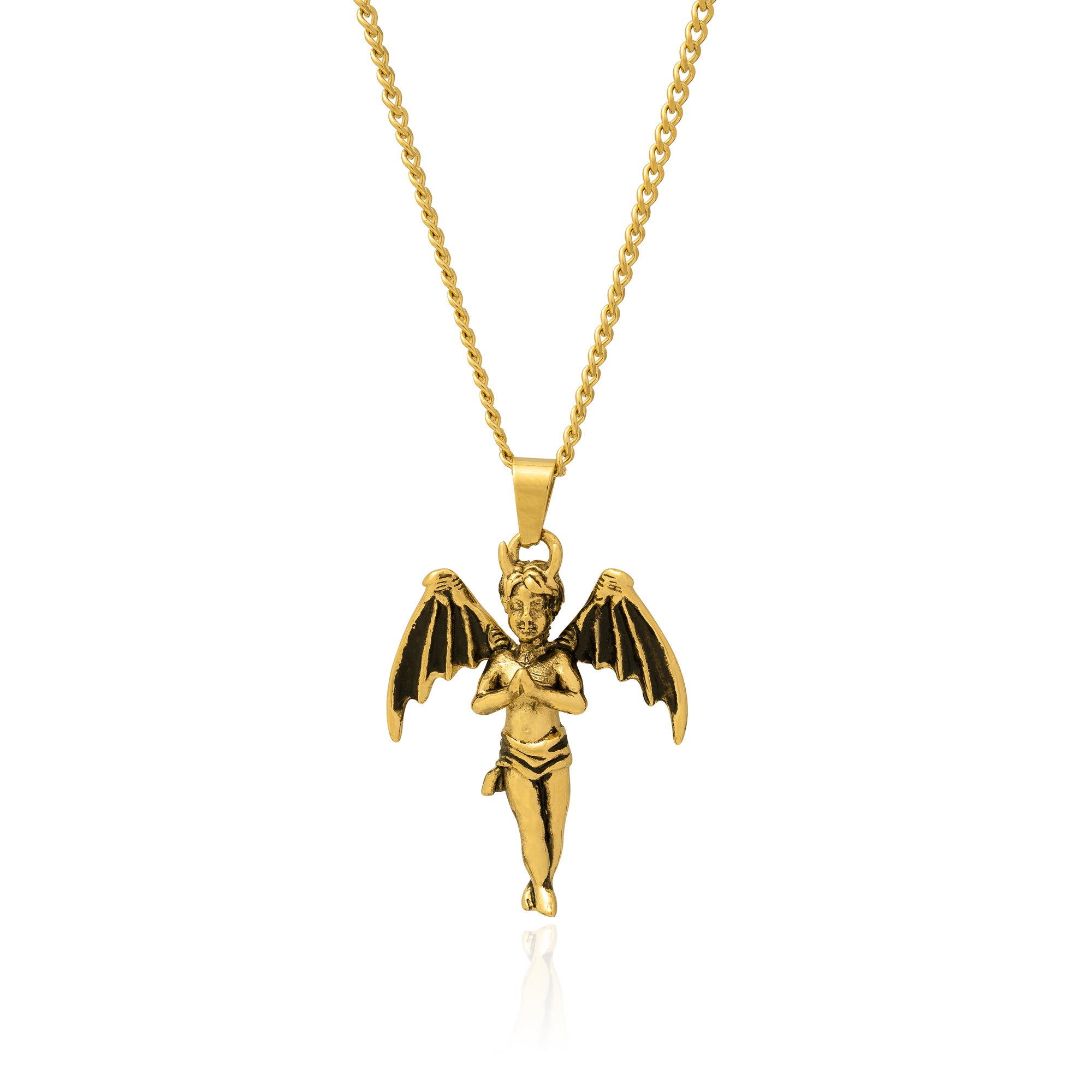 Unisex gold demon necklace with chain