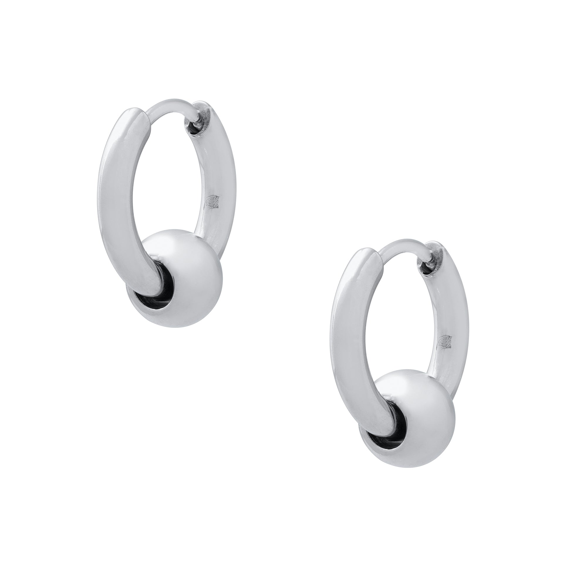 Silver ball hoop earrings