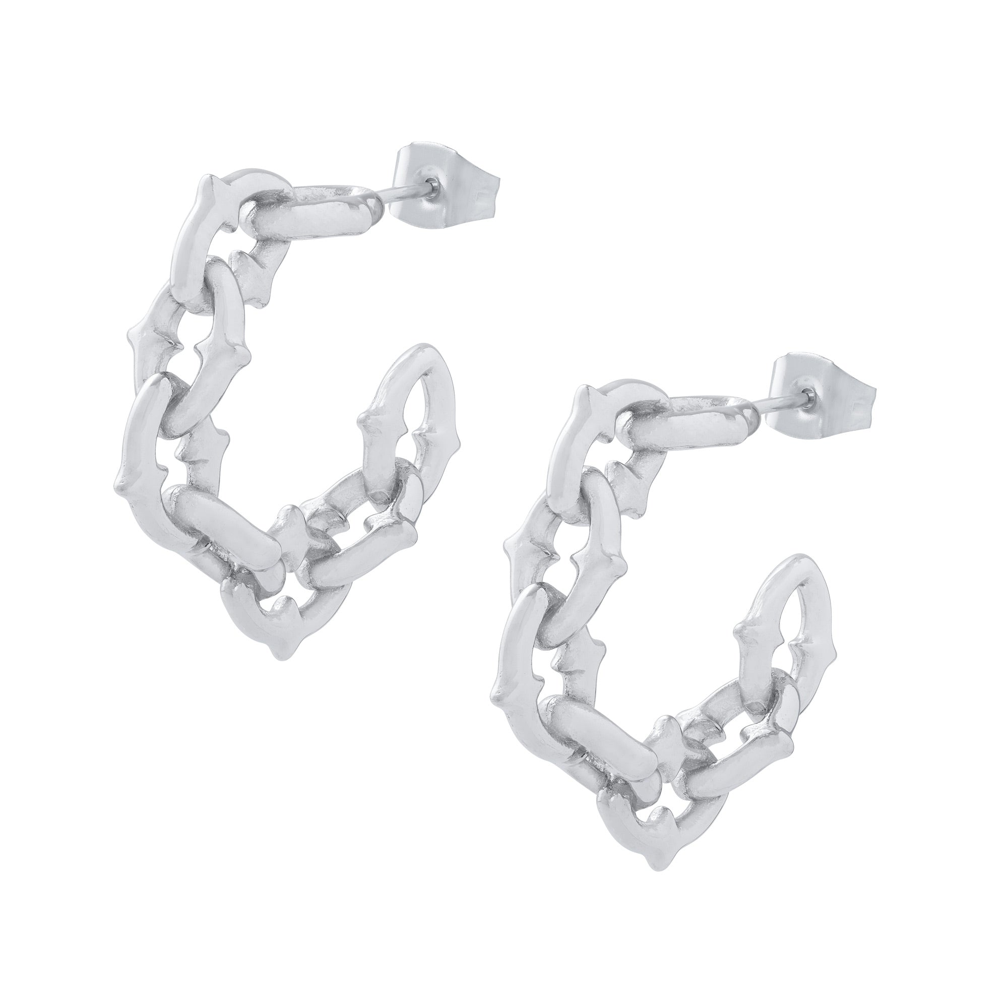 Alternative jewellery spiked chain hoop earring