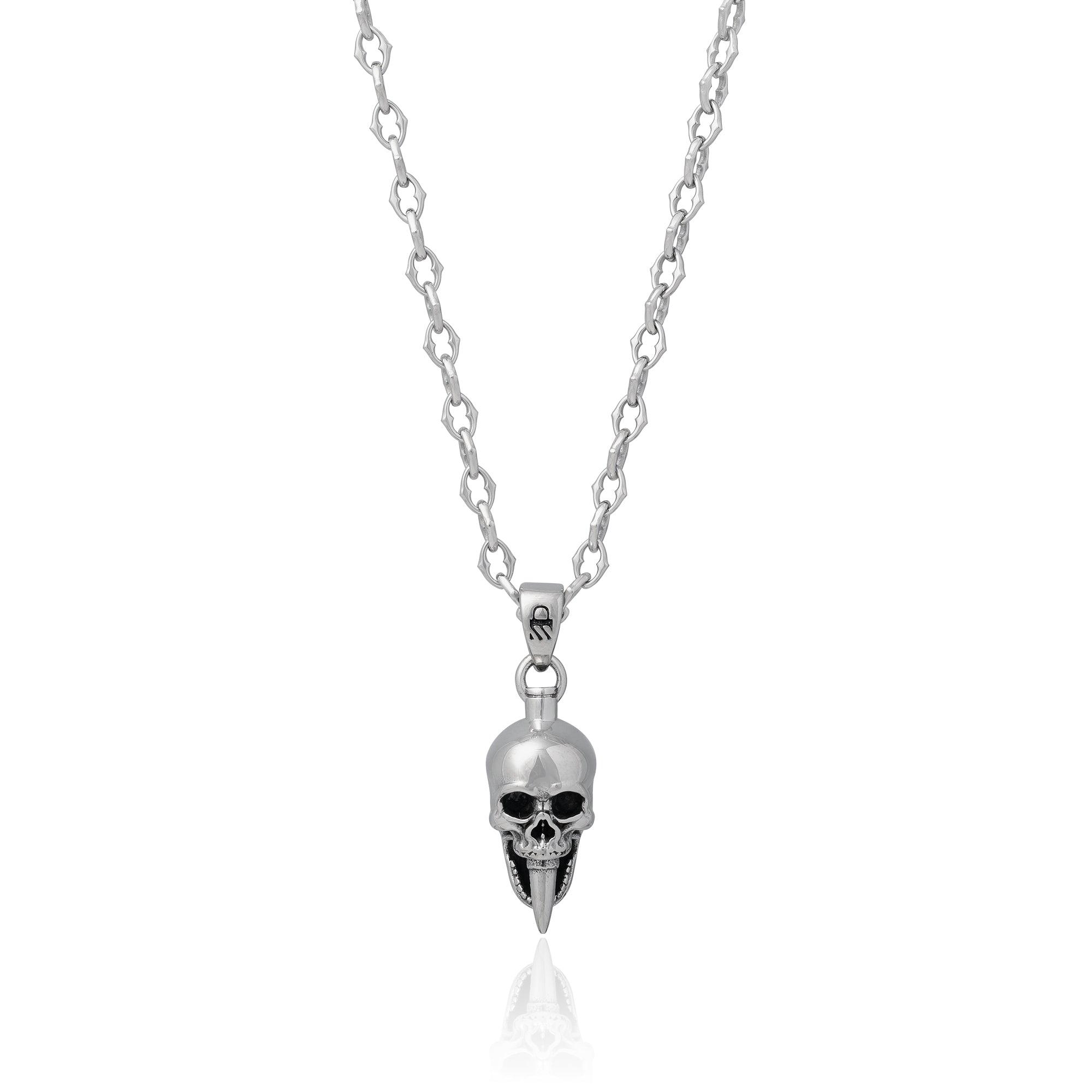 skull pendant on spiked chain by statement collective