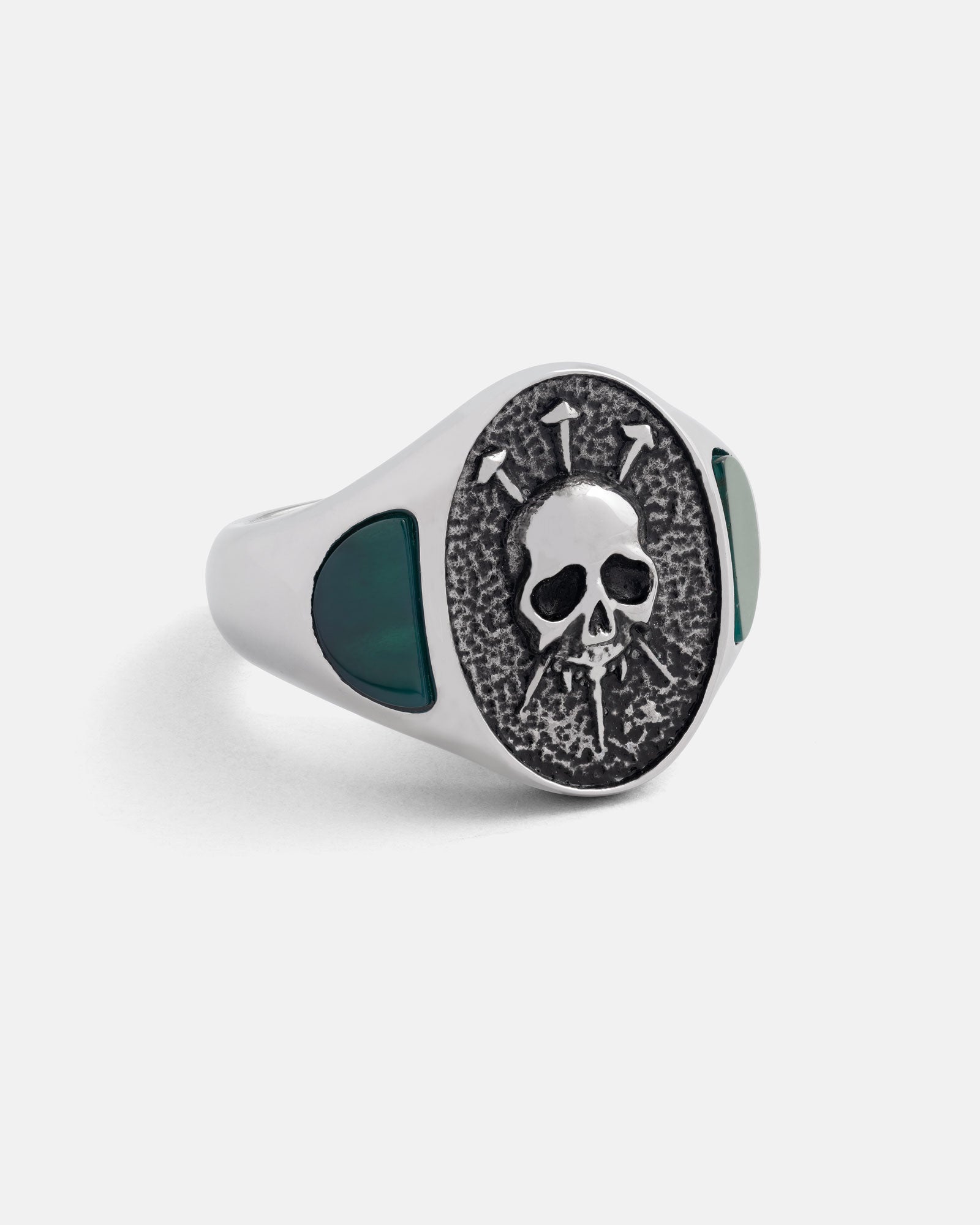 THIRTEEN DESIGNS 20号 skull signet ring Condemned Skull Signet Ring In Stainless Steel By Statement Collective