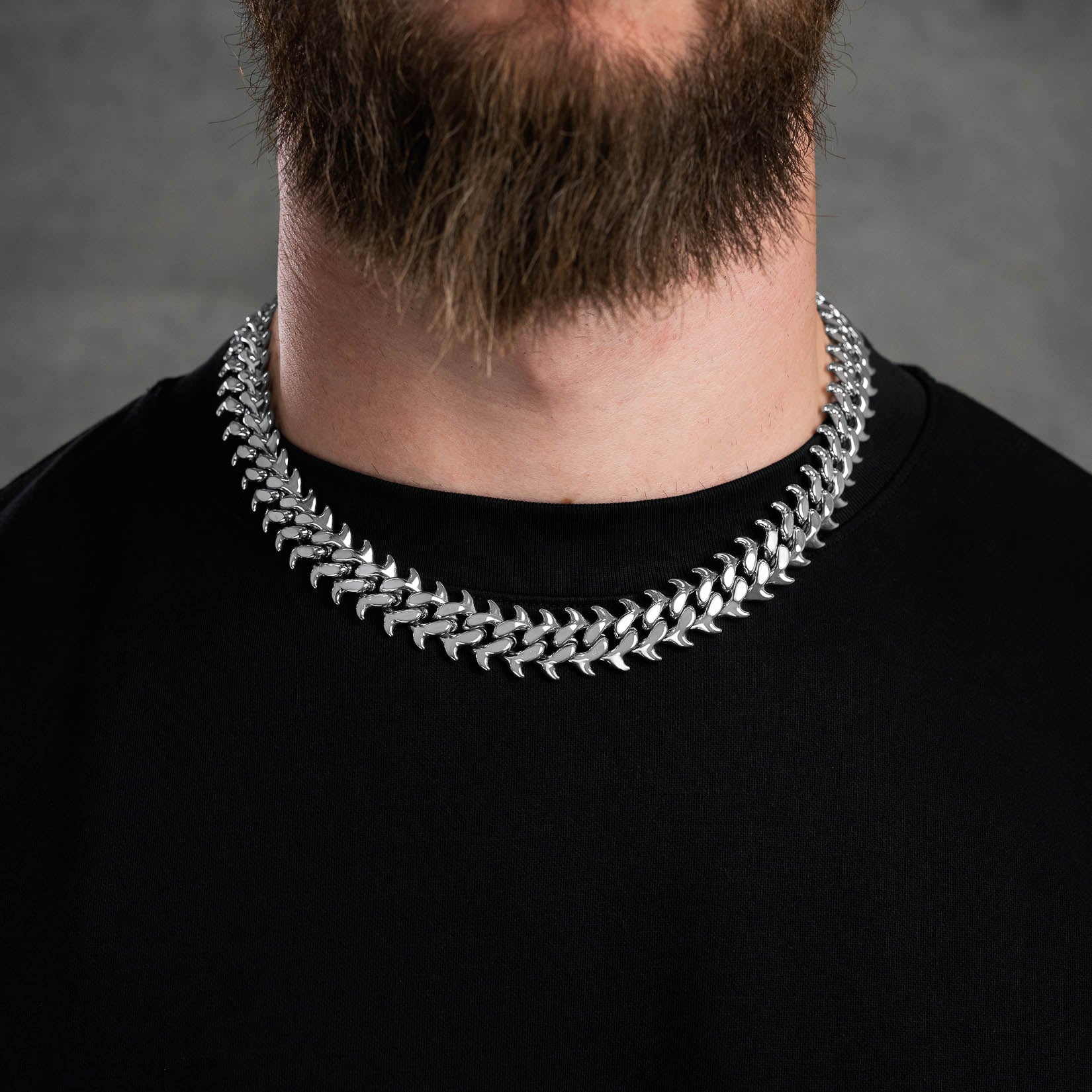 fishbone cuban link chain silver by statement