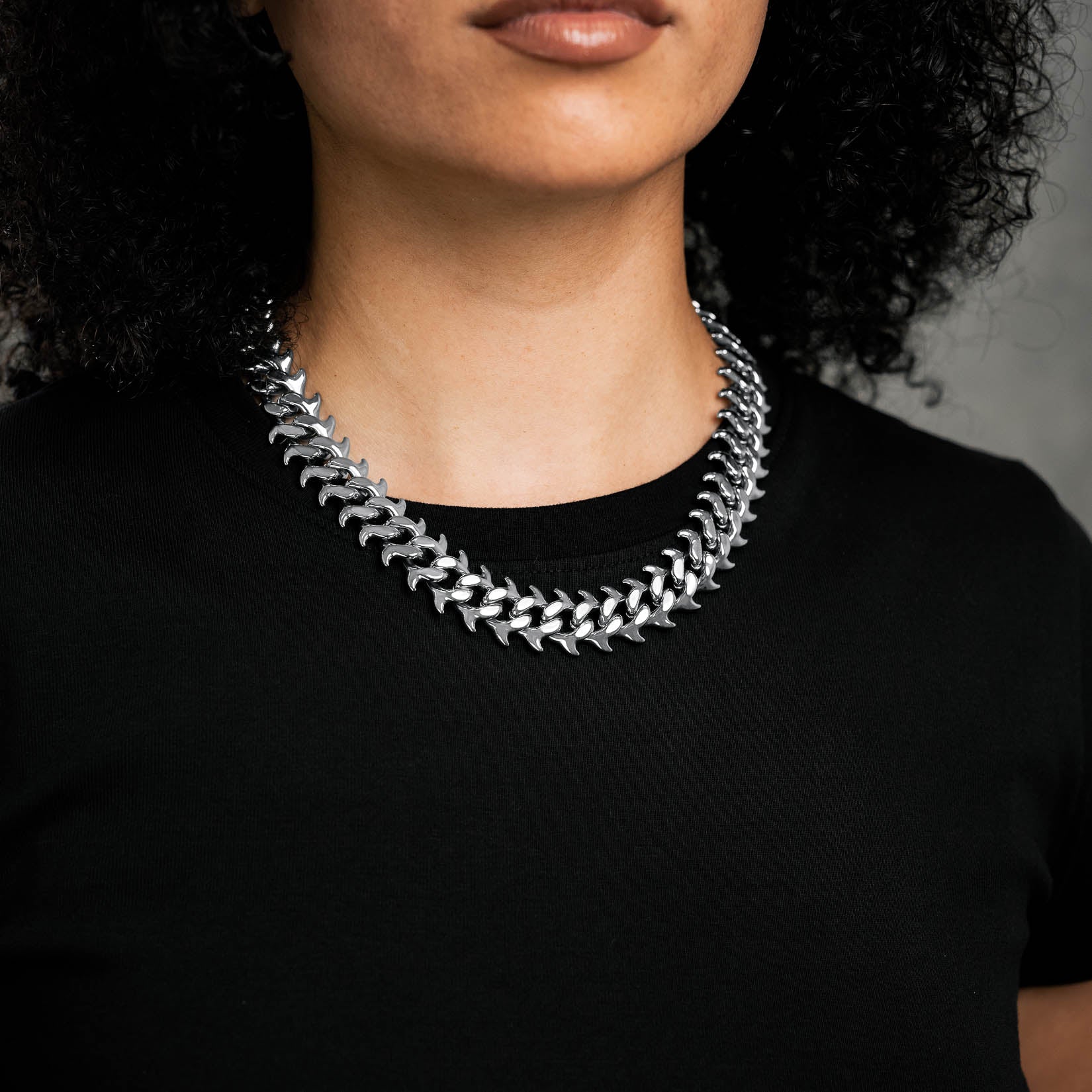 1mm cuban chain with curved spikes for women by statement