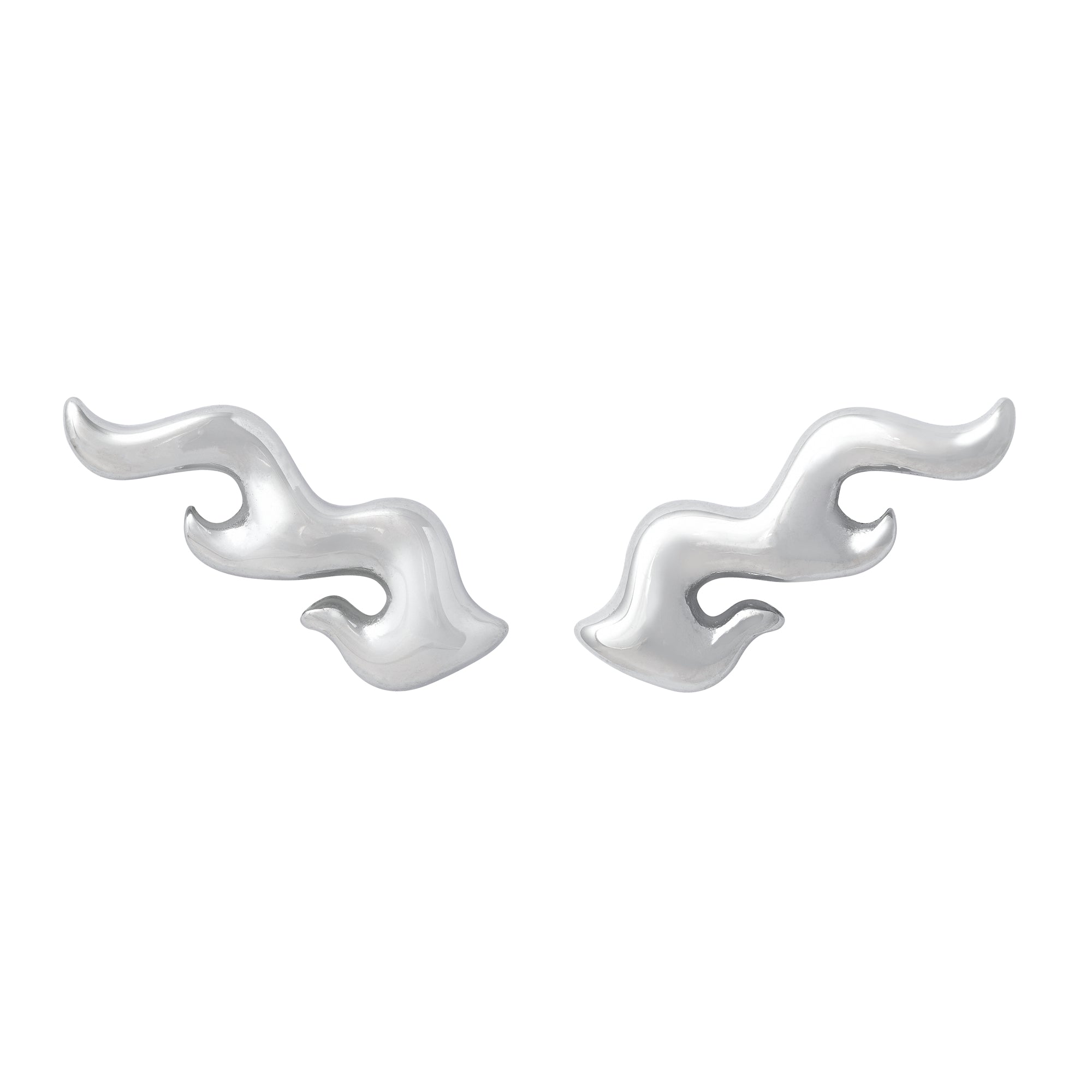 Silver Flame shaped earrings by statement colective