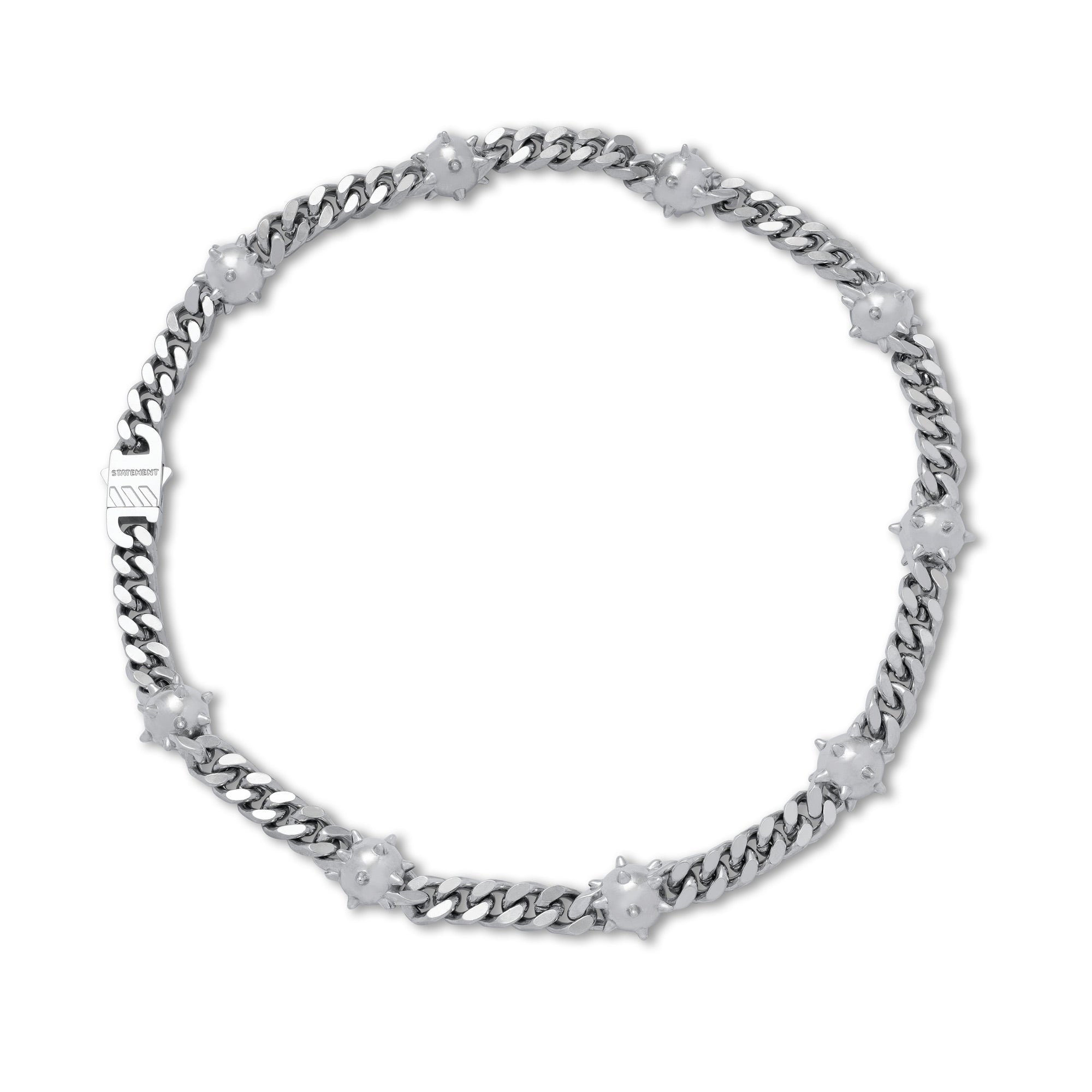 Silver Cuban Chain with spiked ball links.