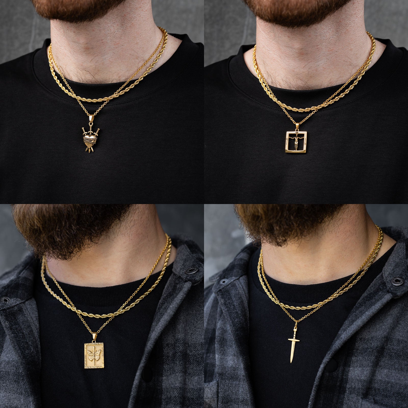 gold rope chain necklace set by statement