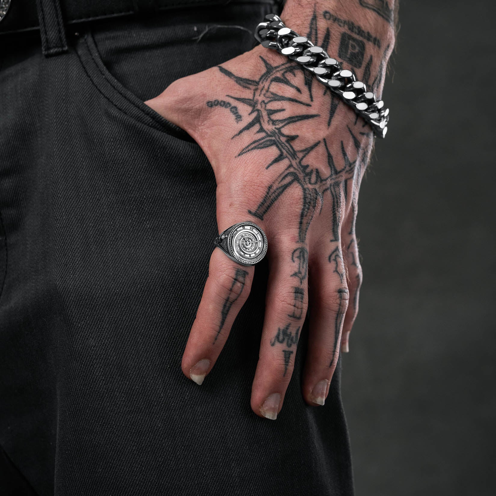 spiral clock ring silver by statement collective