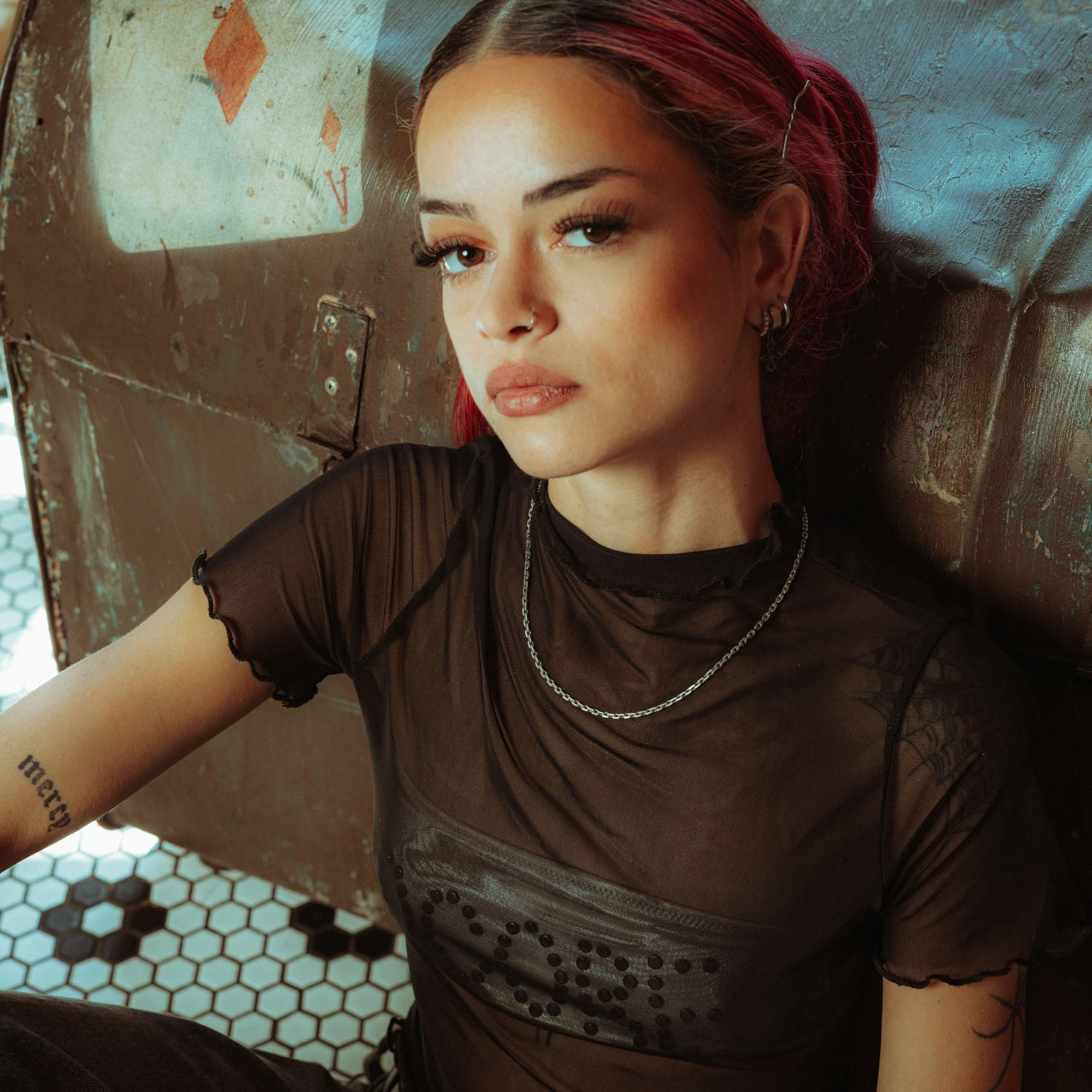 3mm cable chain in sterling silver on female model