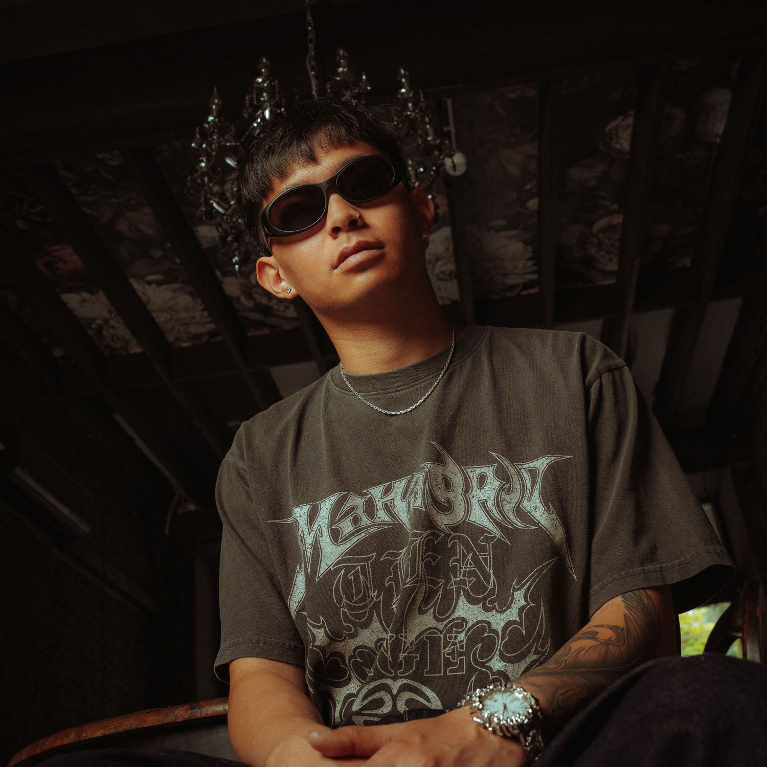 3mm cable chain in sterling silver  on male model