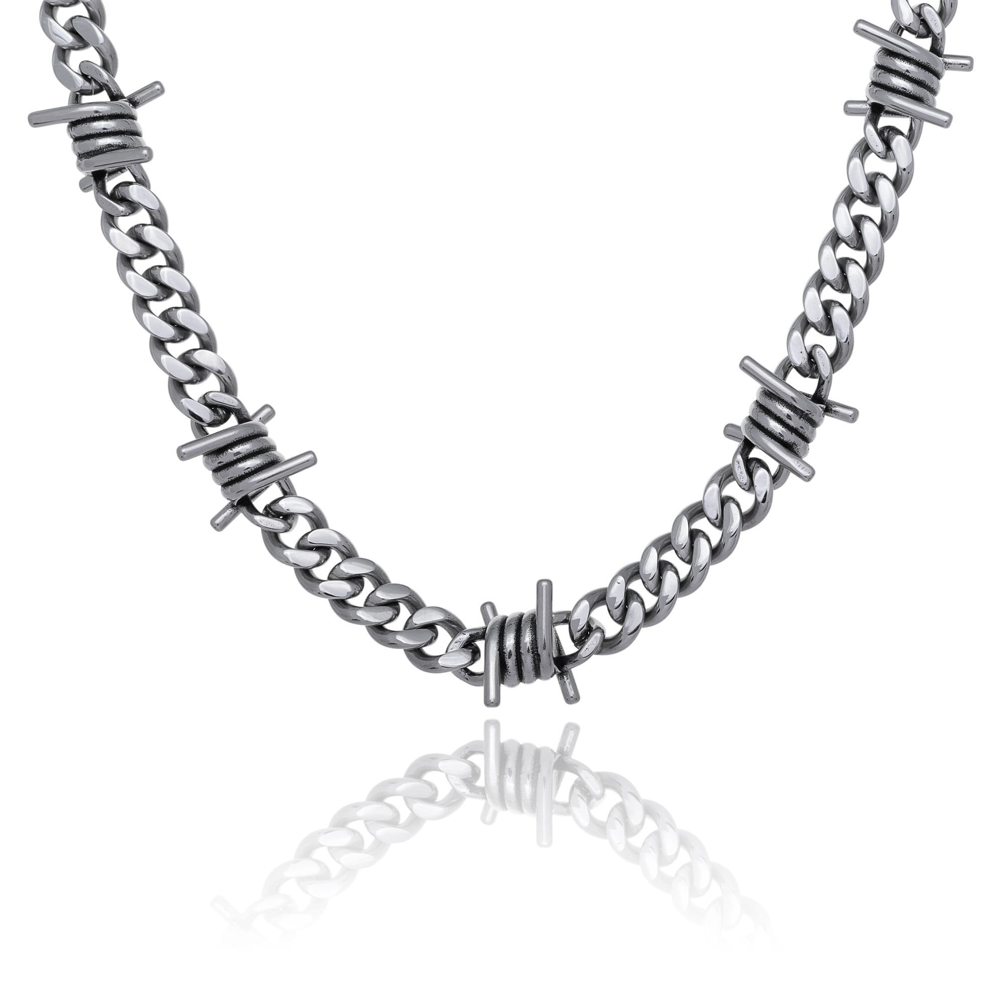 Barbed Wire Necklace Cuban Link Chain By Statement_02