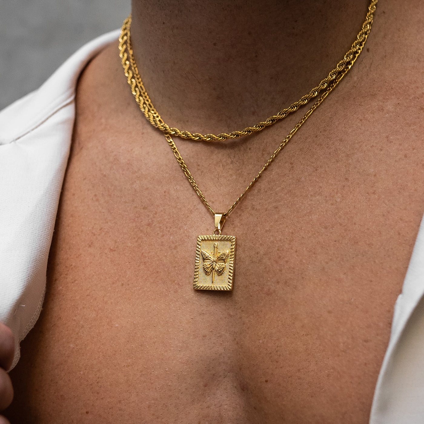 mens gold butterfly chain set