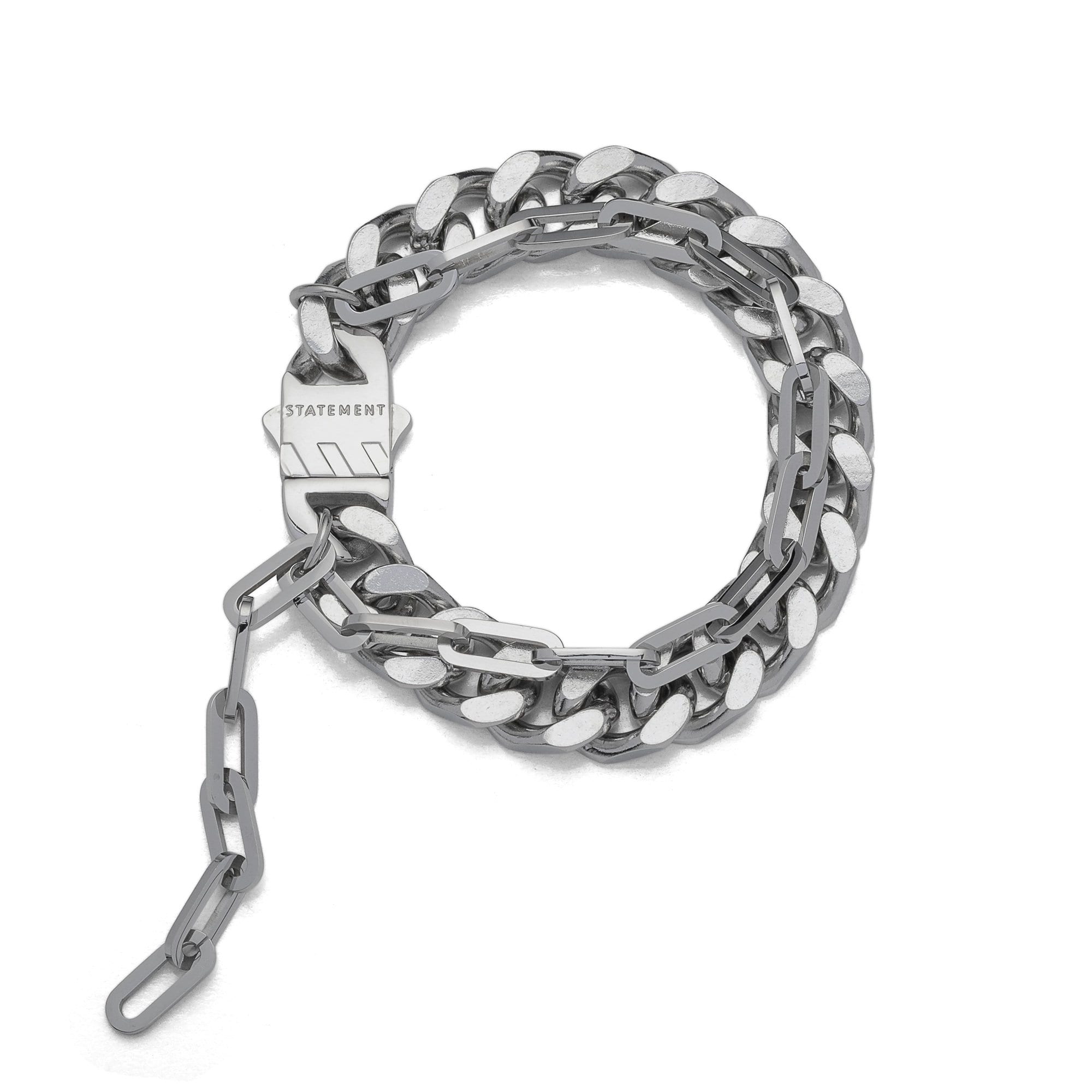 cuban link bracelet 13mm with paperclip chain on white background