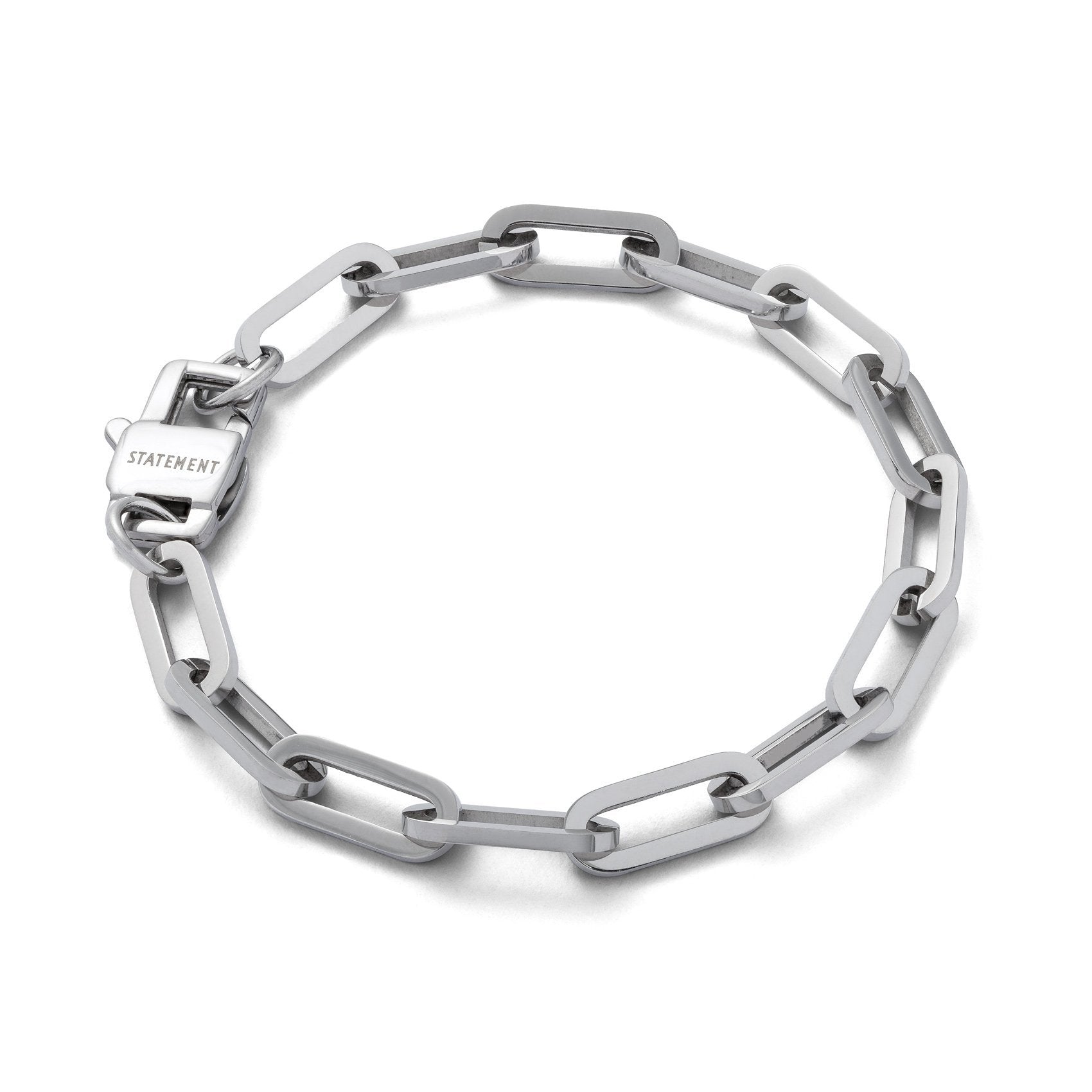 6mm paperclip chain bracelet on white background by statement collective