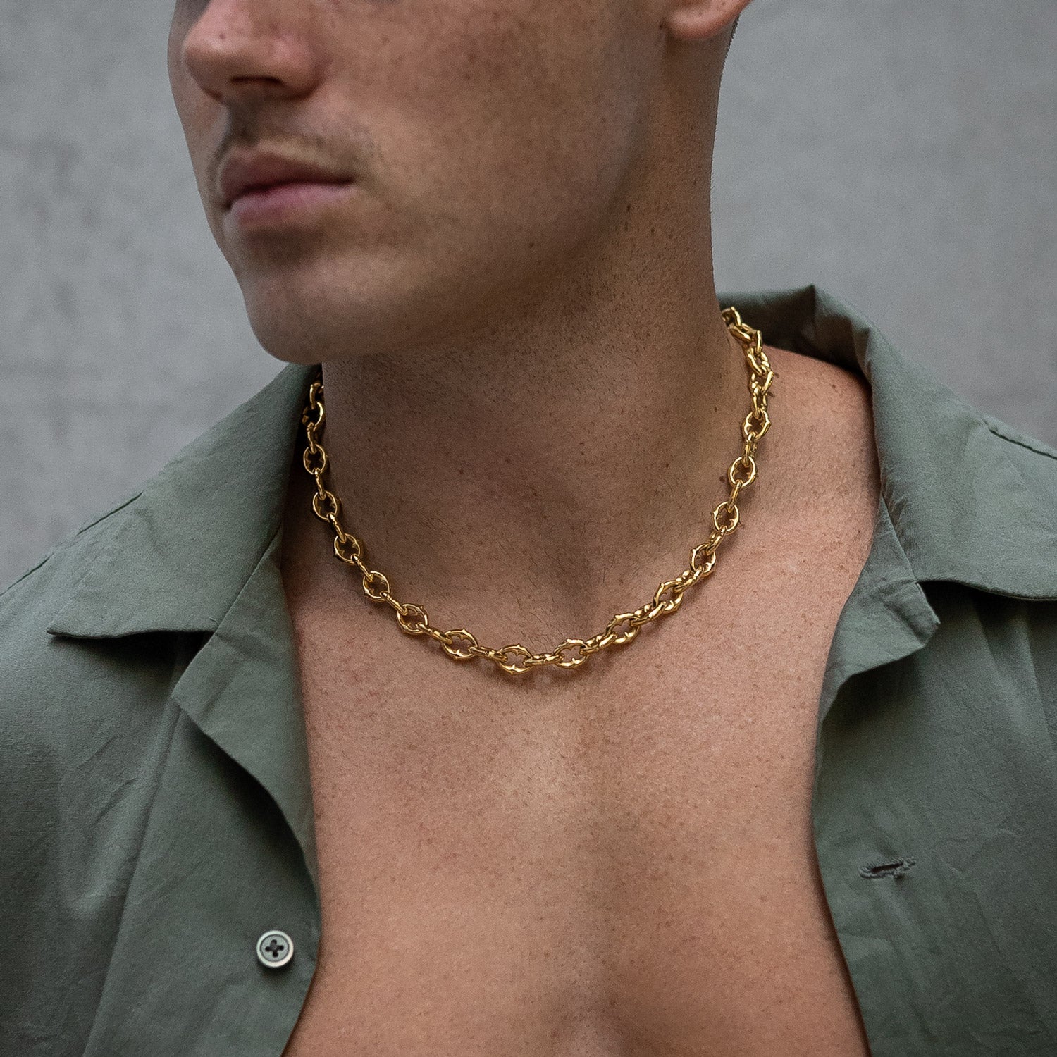 Mens gold spiked necklace chain