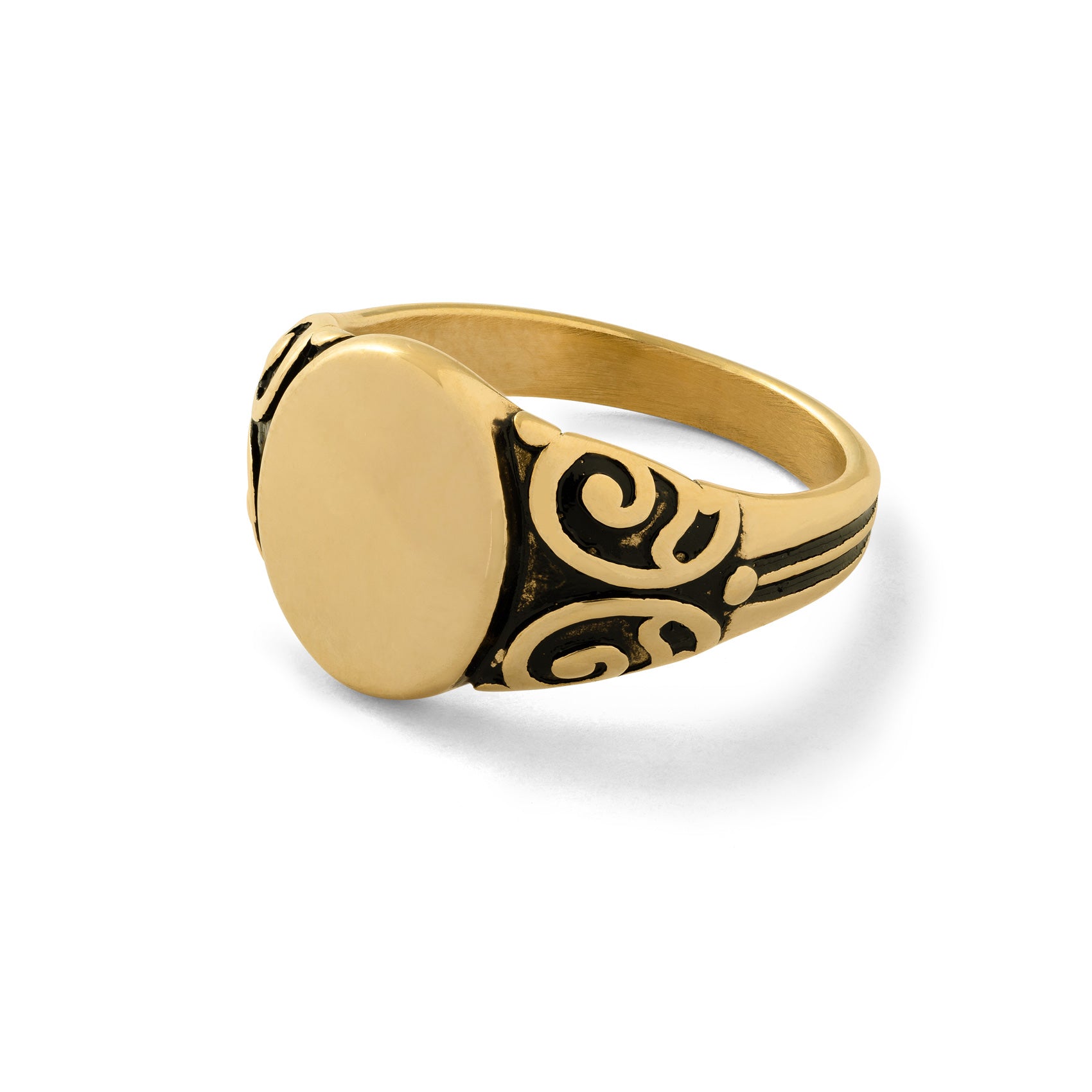 Scroll Signet Ring in gold by STATEMENT COLLECTIVE