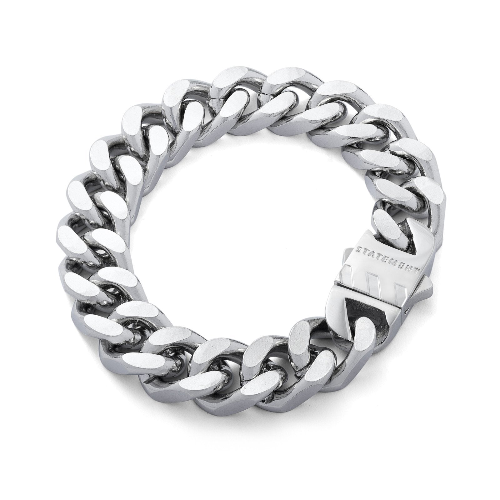 13mm stainless steel cuban link bracelet with statement box clasp