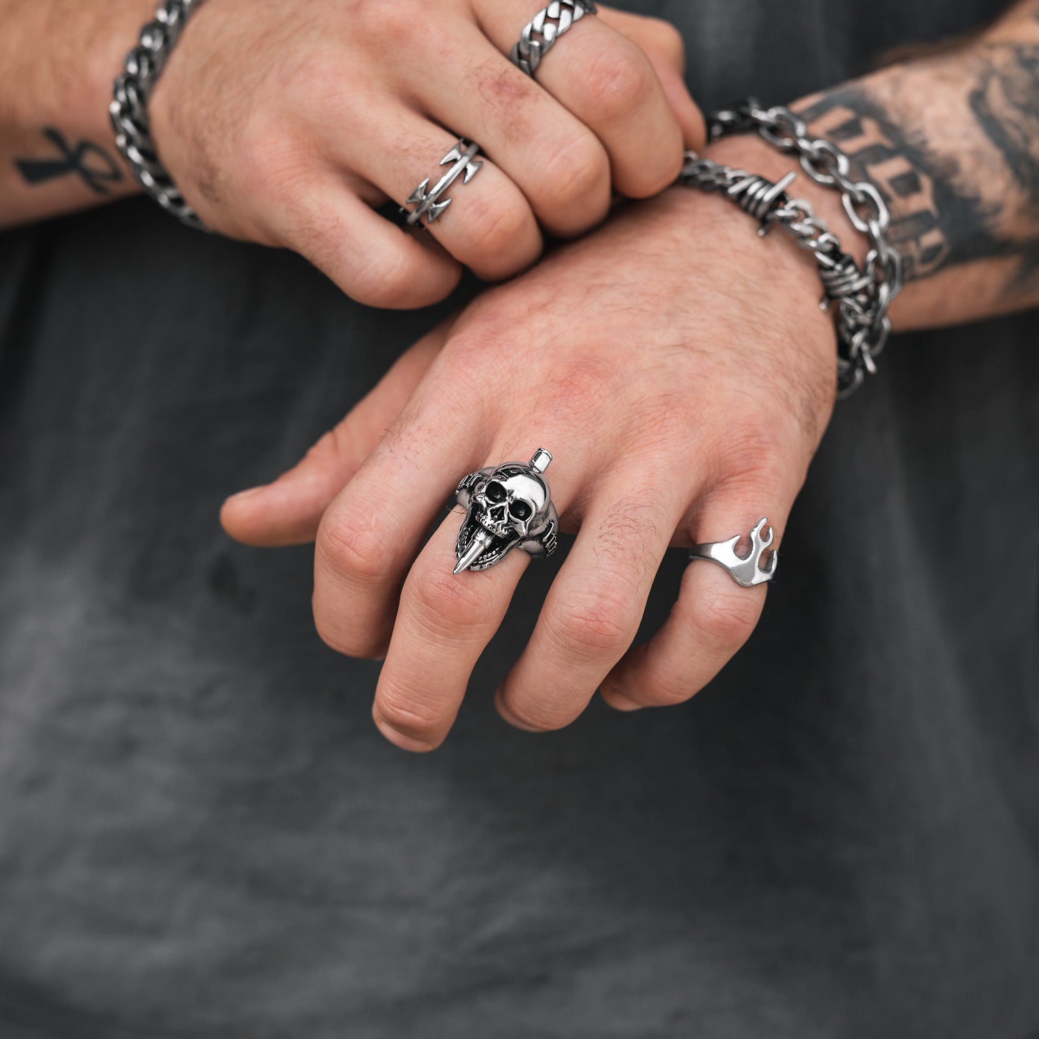 mens skull ring by statement collective