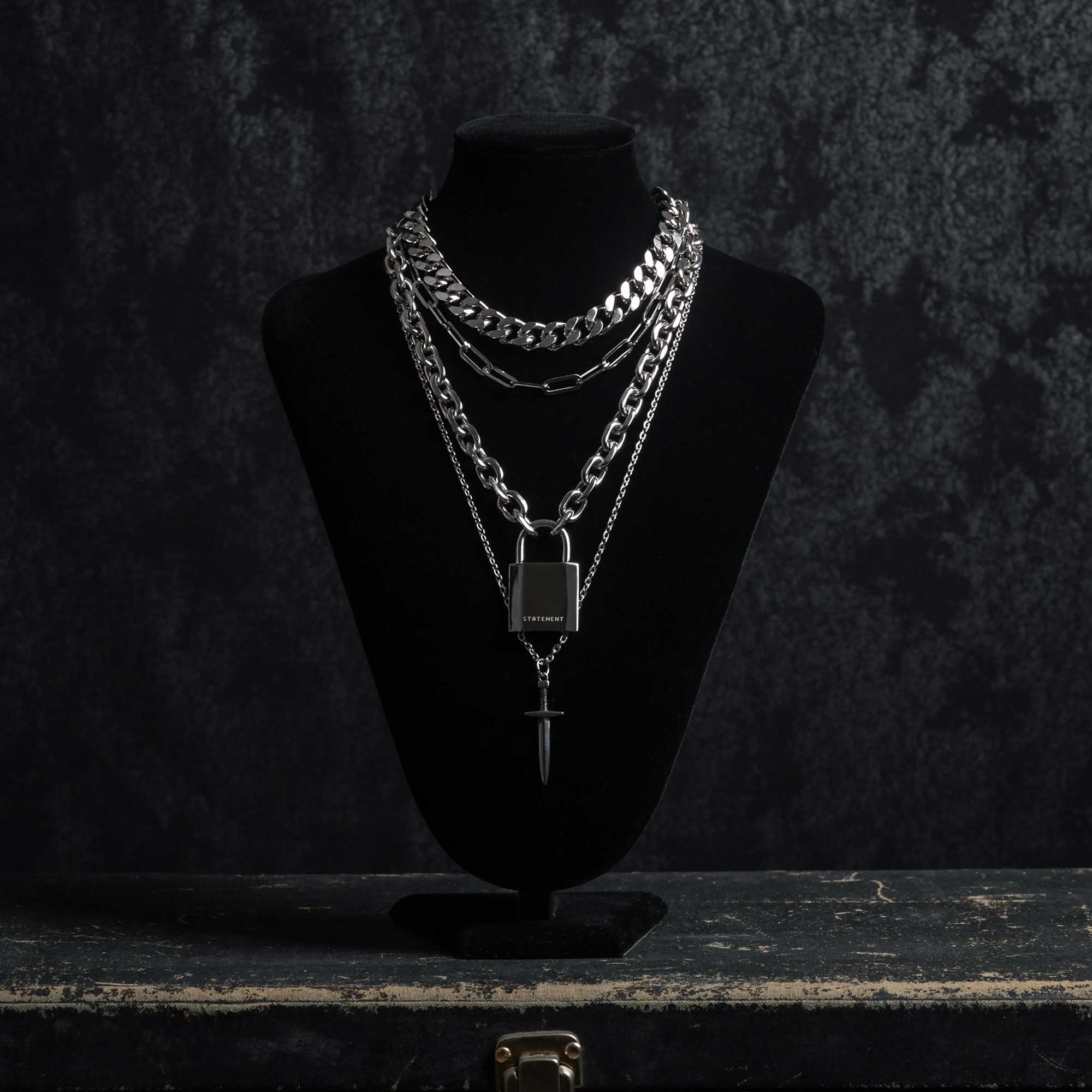 Chain Stack Men Statement Necklace Stacks & Mens Necklace Sets By Statement