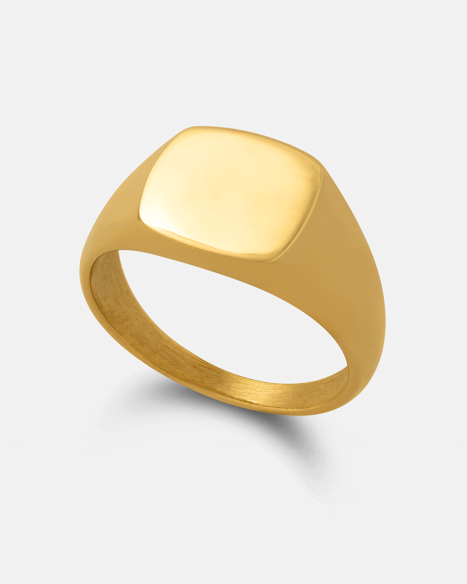 Minimal Signet Ring (Gold) featuring a minimal, smooth, square-shaped face.