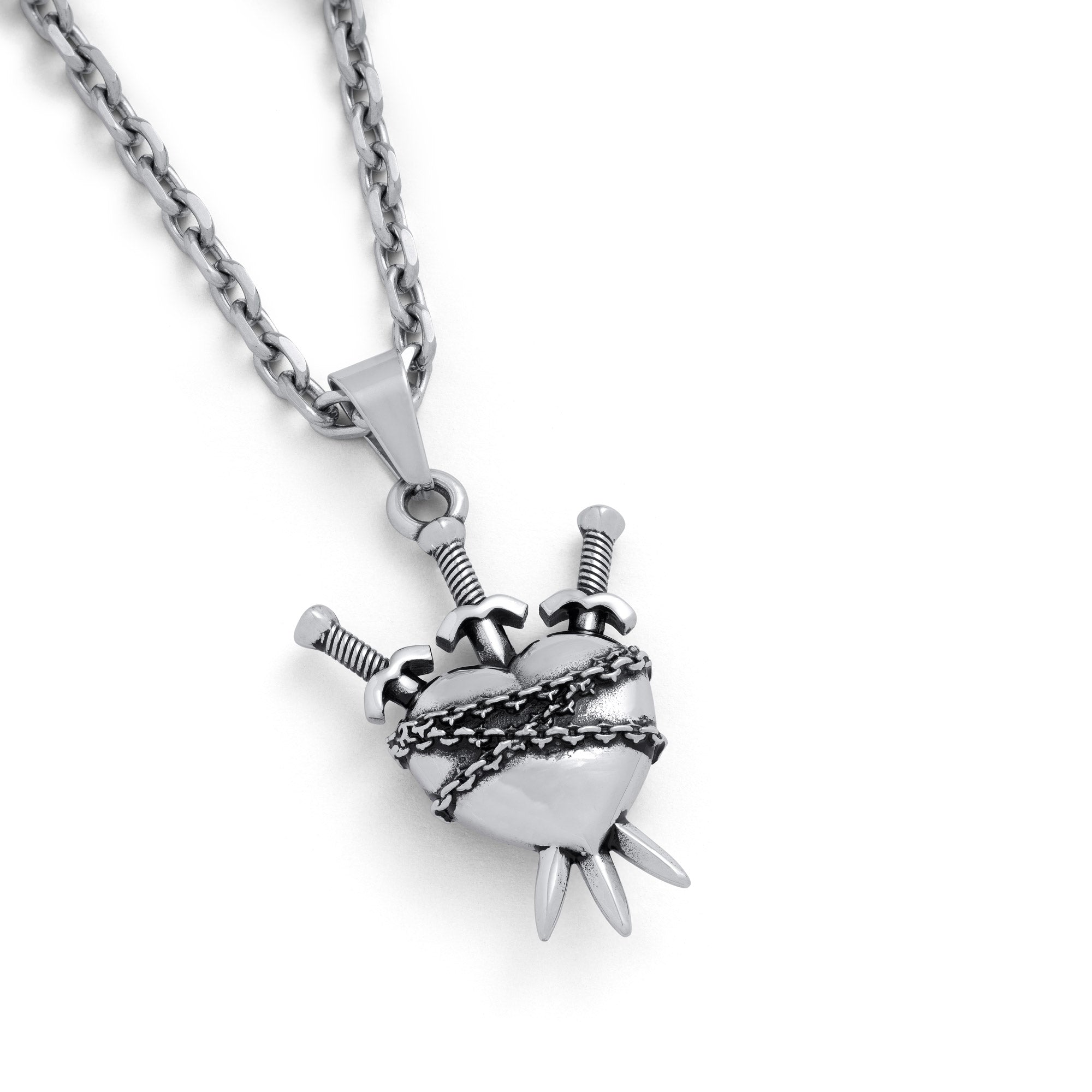 Tarot card pendant in silver with chain