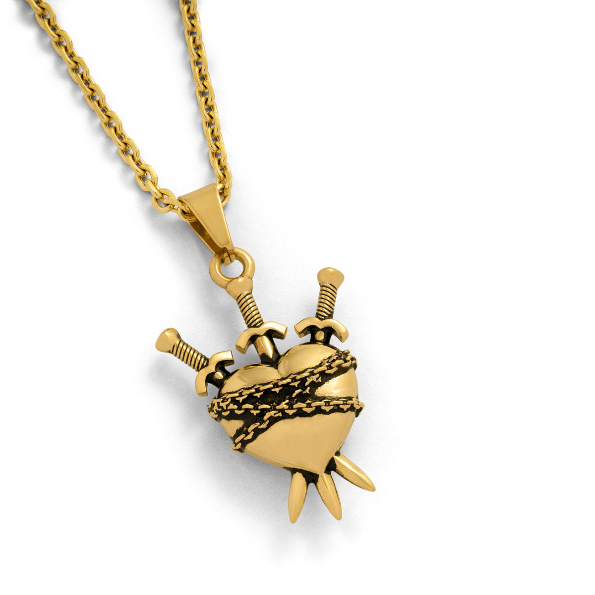 Gold sword tarot card charm necklace