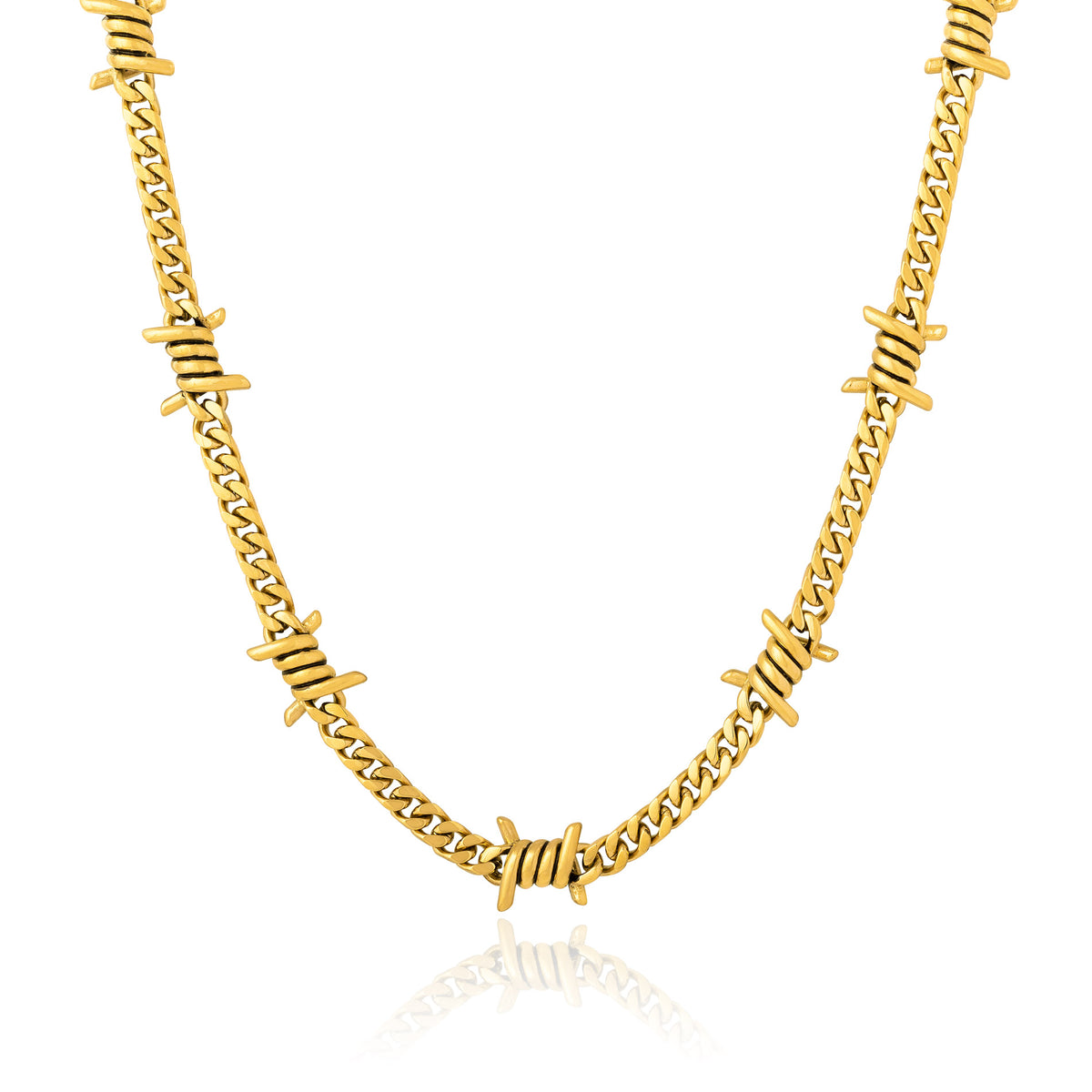 Men&#39;s gold barbed wire charm chain