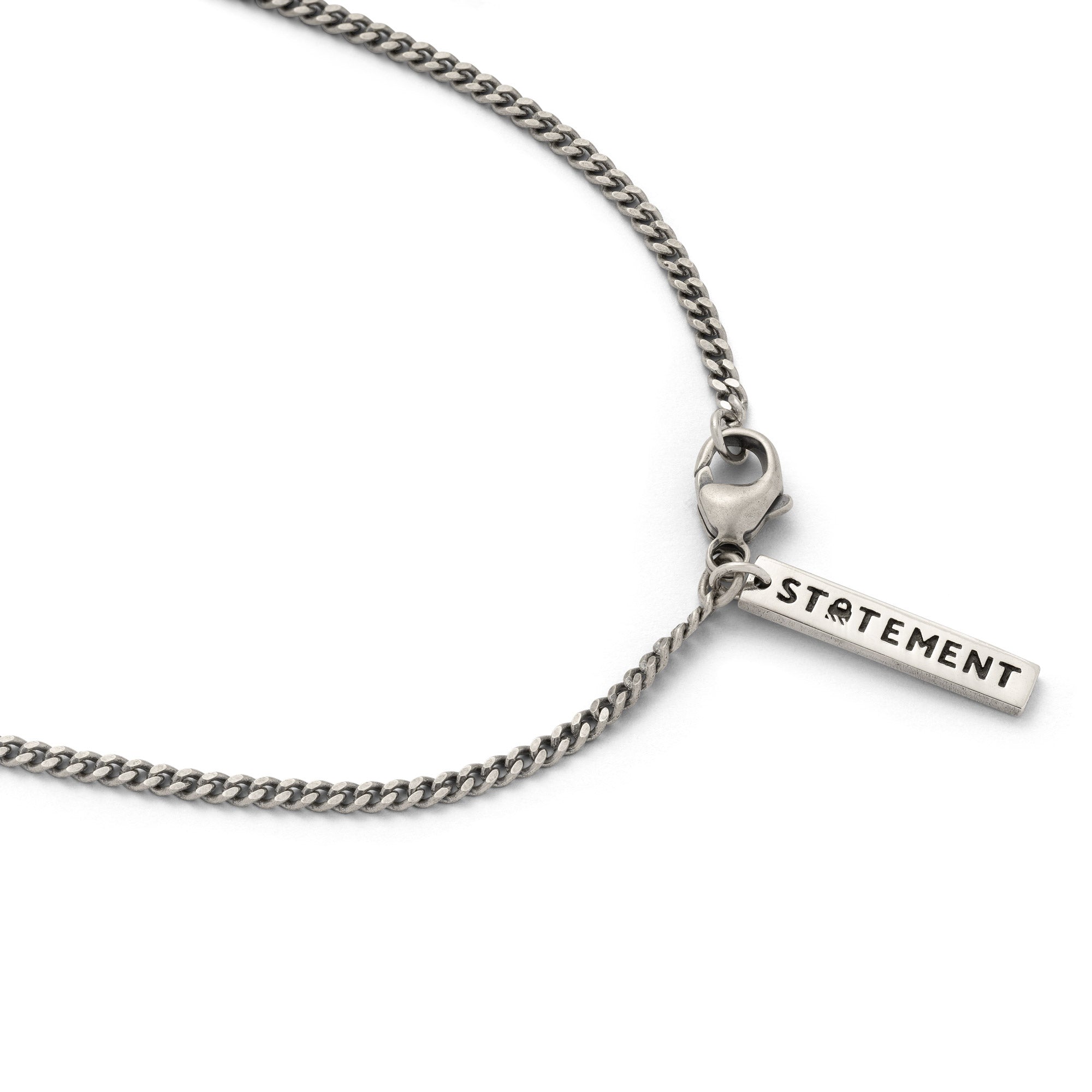 2mm cuban chain in sterling silver on white background 