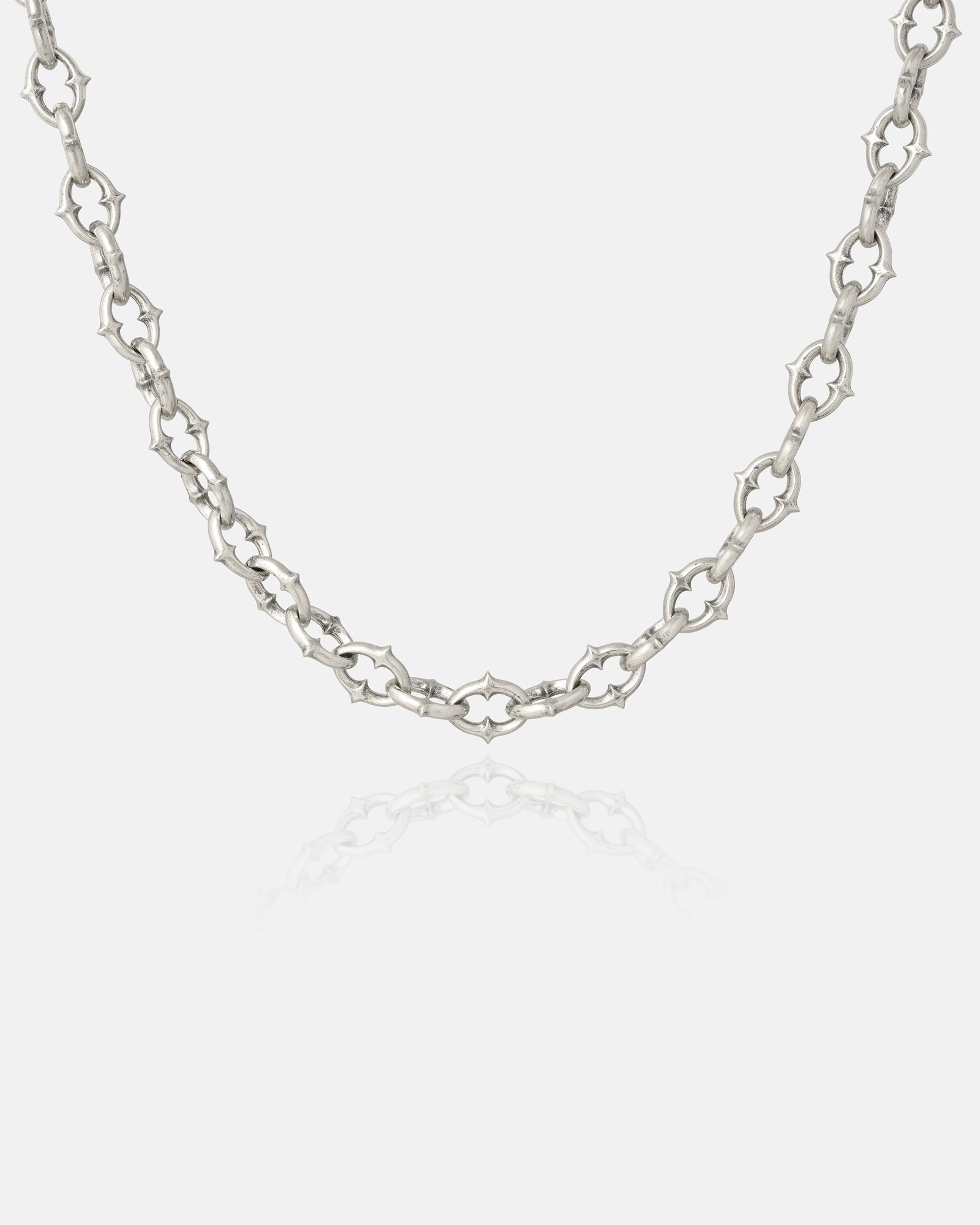 hanging medieval spiked chain in 925 sterling silver by statement collective