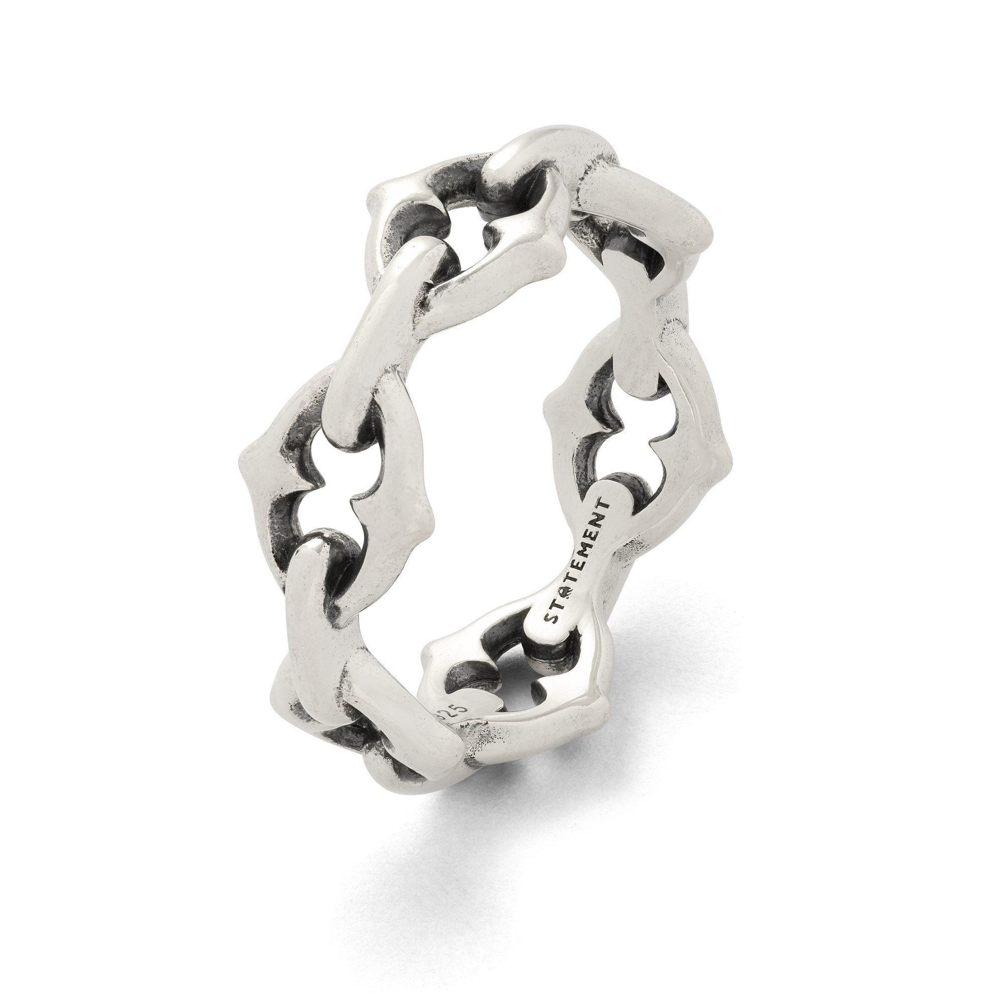 Medieval spiked chain ring design in 925 sterling silver by statement collective