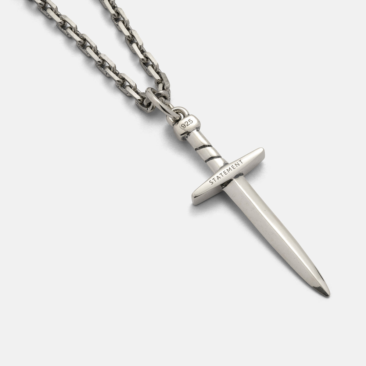 Sterling Silver Dagger Pendant Necklace Chain By Statement Collective