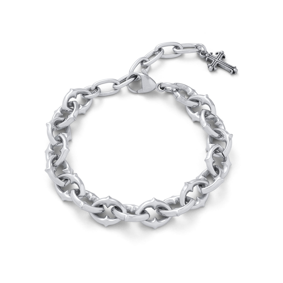 medieval spiked chain bracelet in silver
