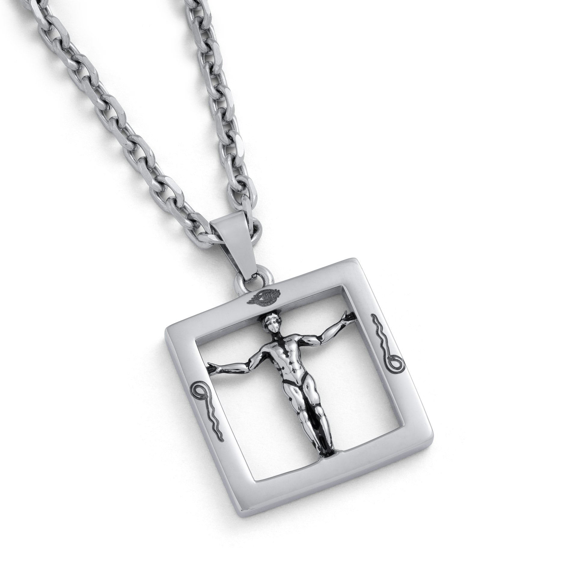 Square silver necklace pendant charm