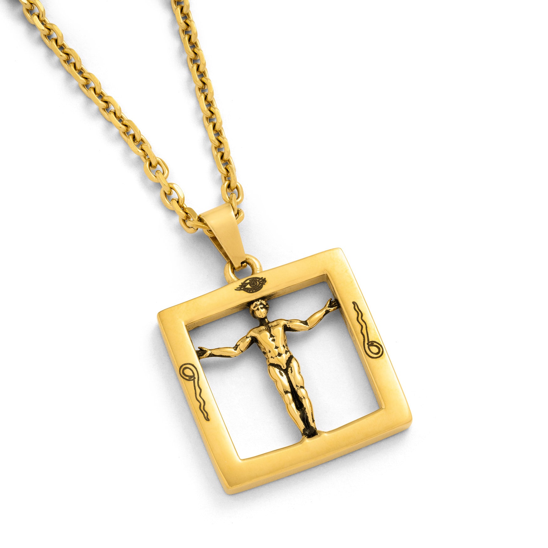 Gold symbolic square charm pendant