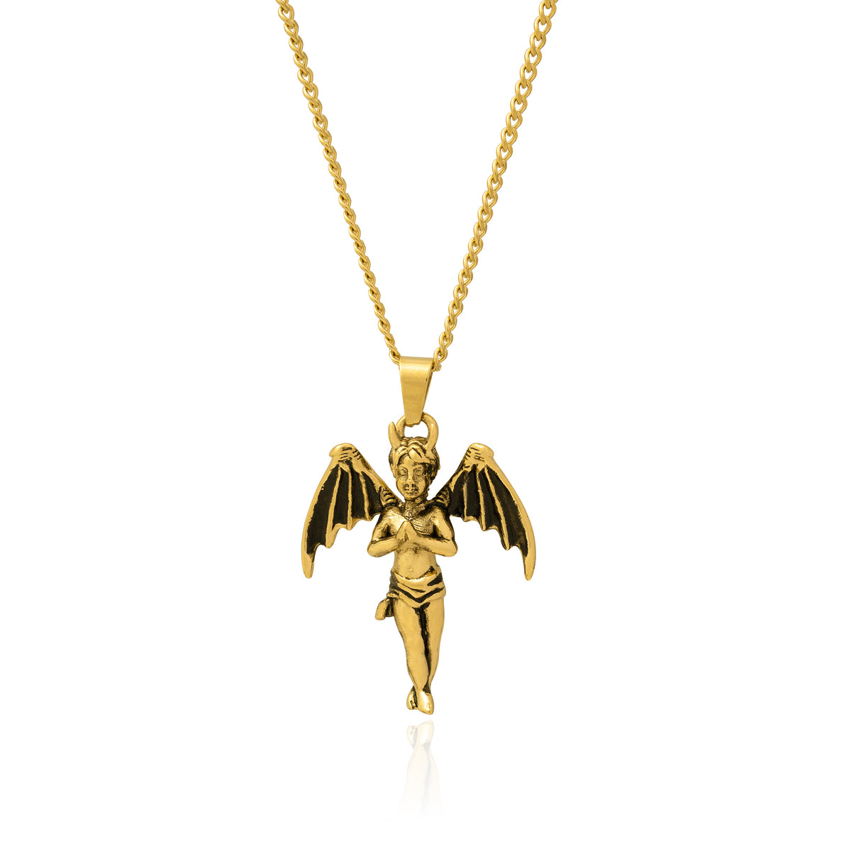 Unisex gold demon necklace with chain