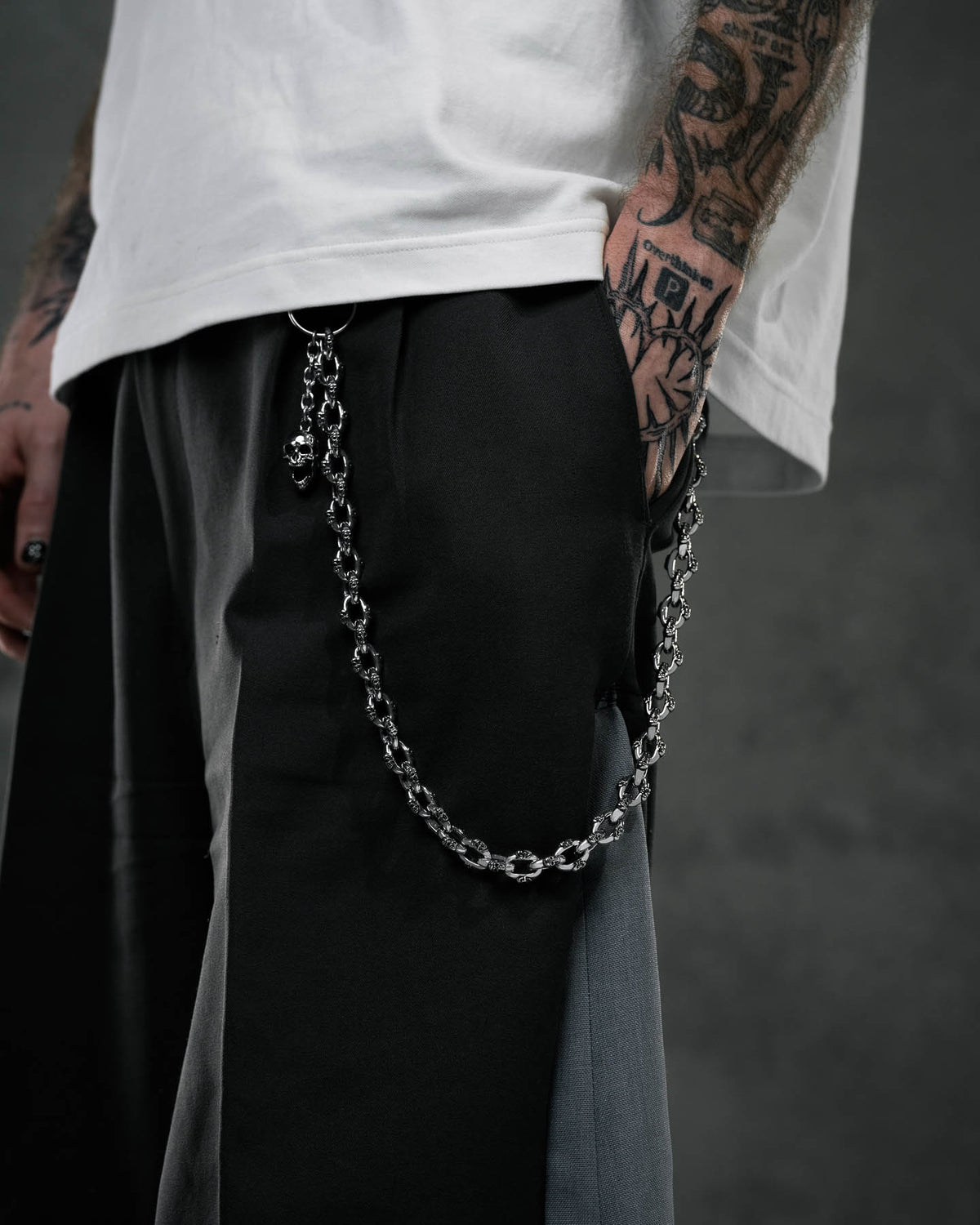 Heavy Duty Skull Link Wallet Chain in Stainless Steel by Statement