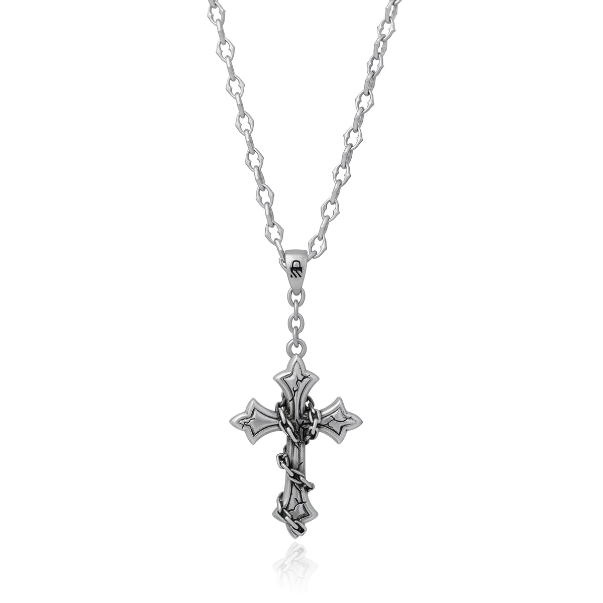 gothic cross pendant on spiked chain by statement collective