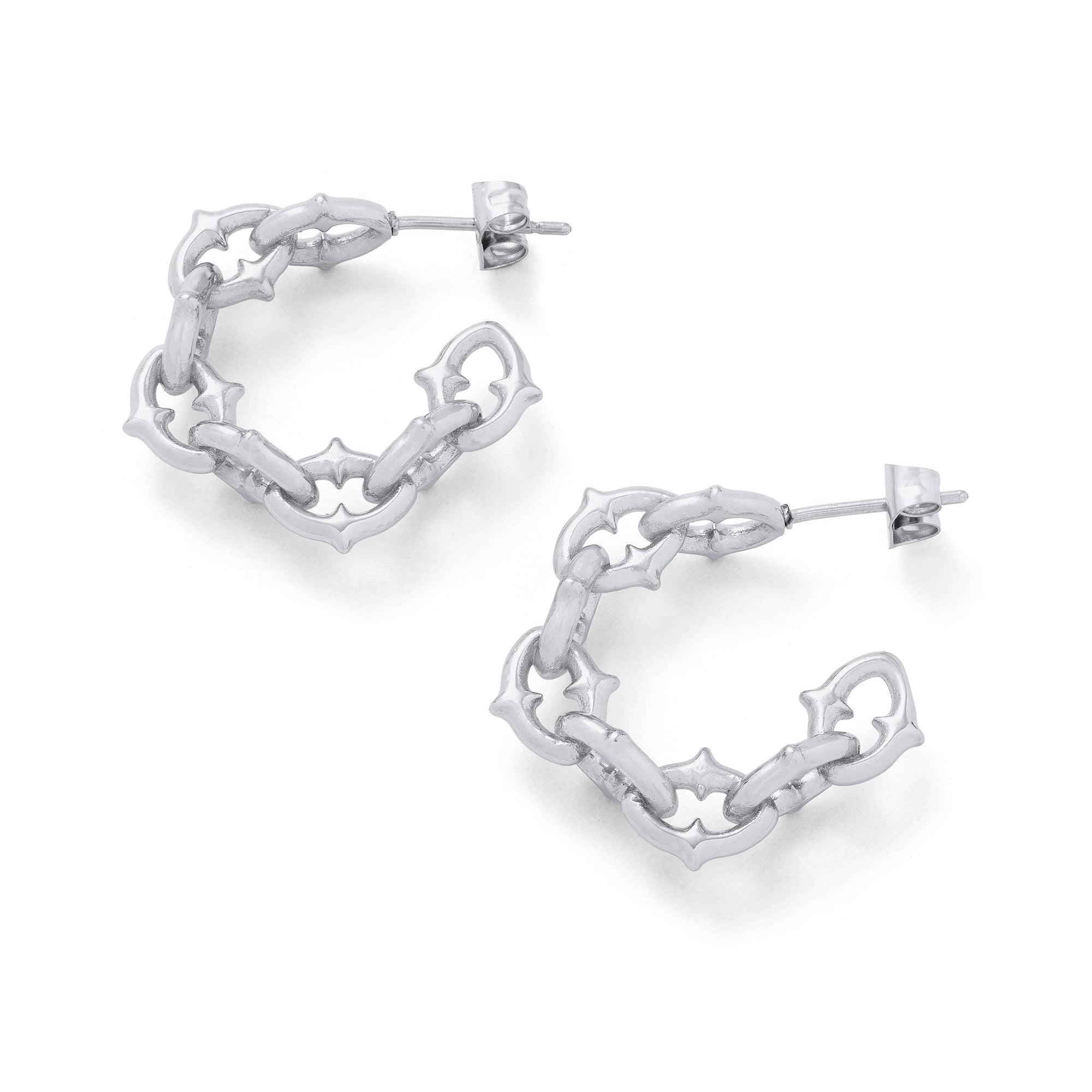 Gothic spiked chain hoop earrings