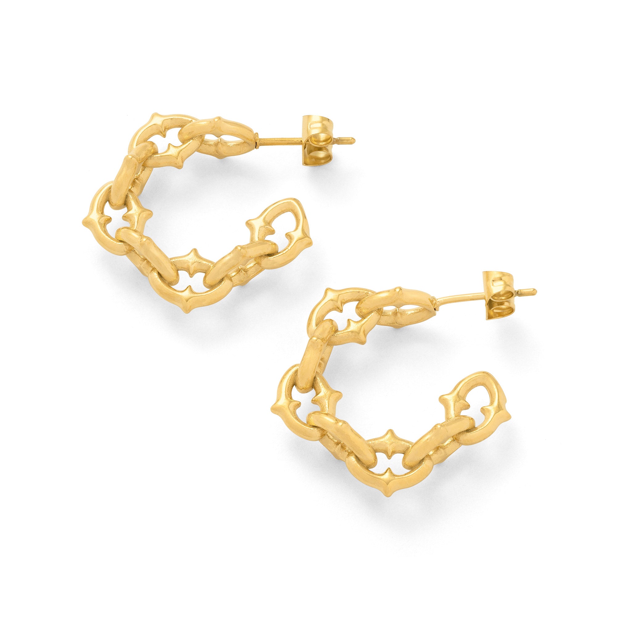 Gold spiked chain punk earrings
