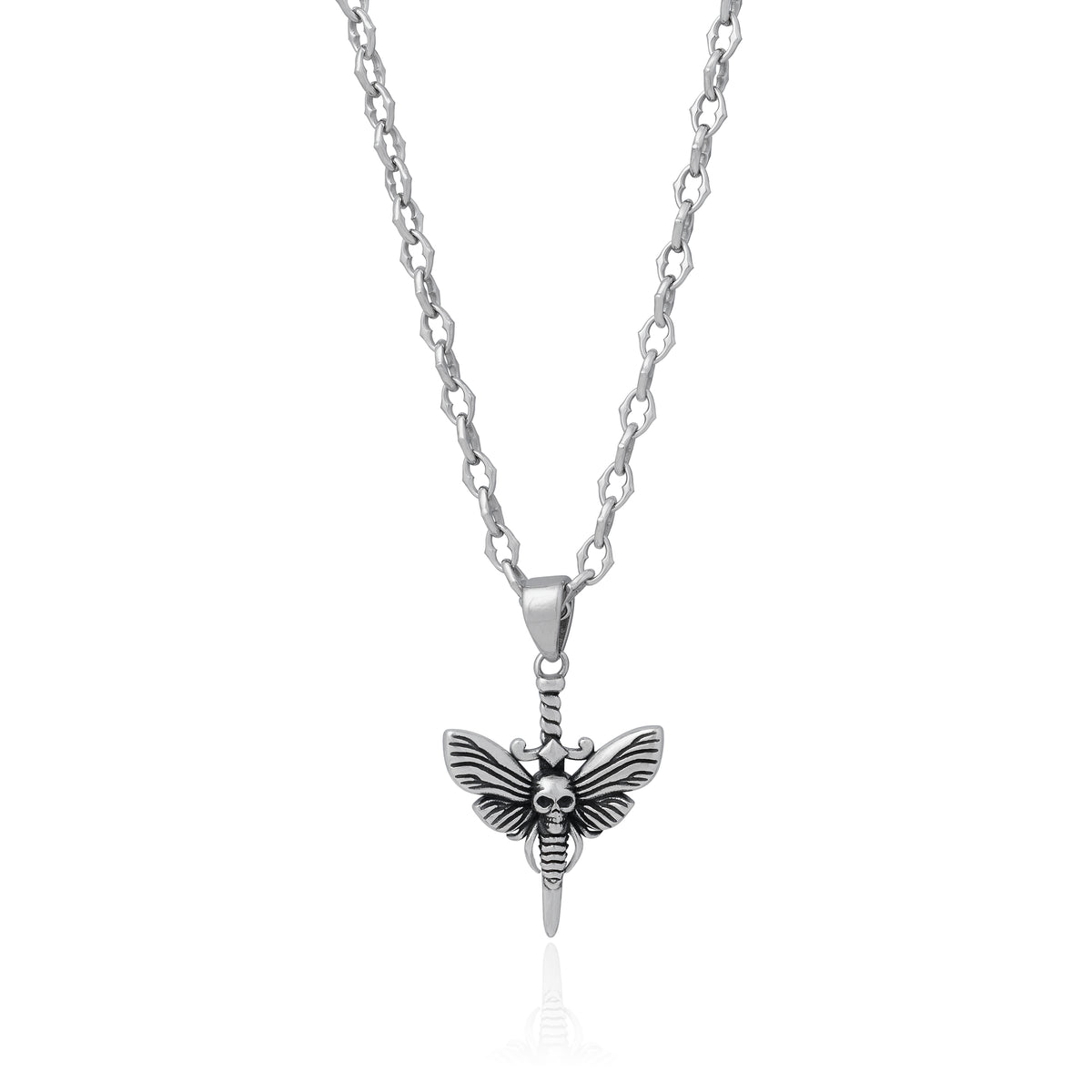 moth pendant on spiked gothic chain