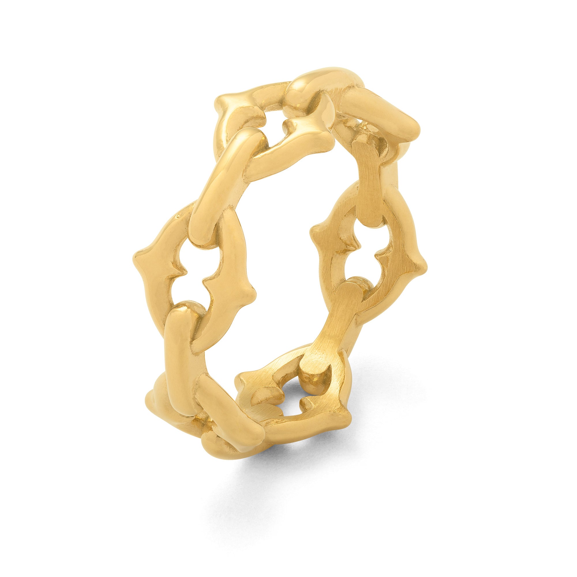 Gold spiked chain ring for women