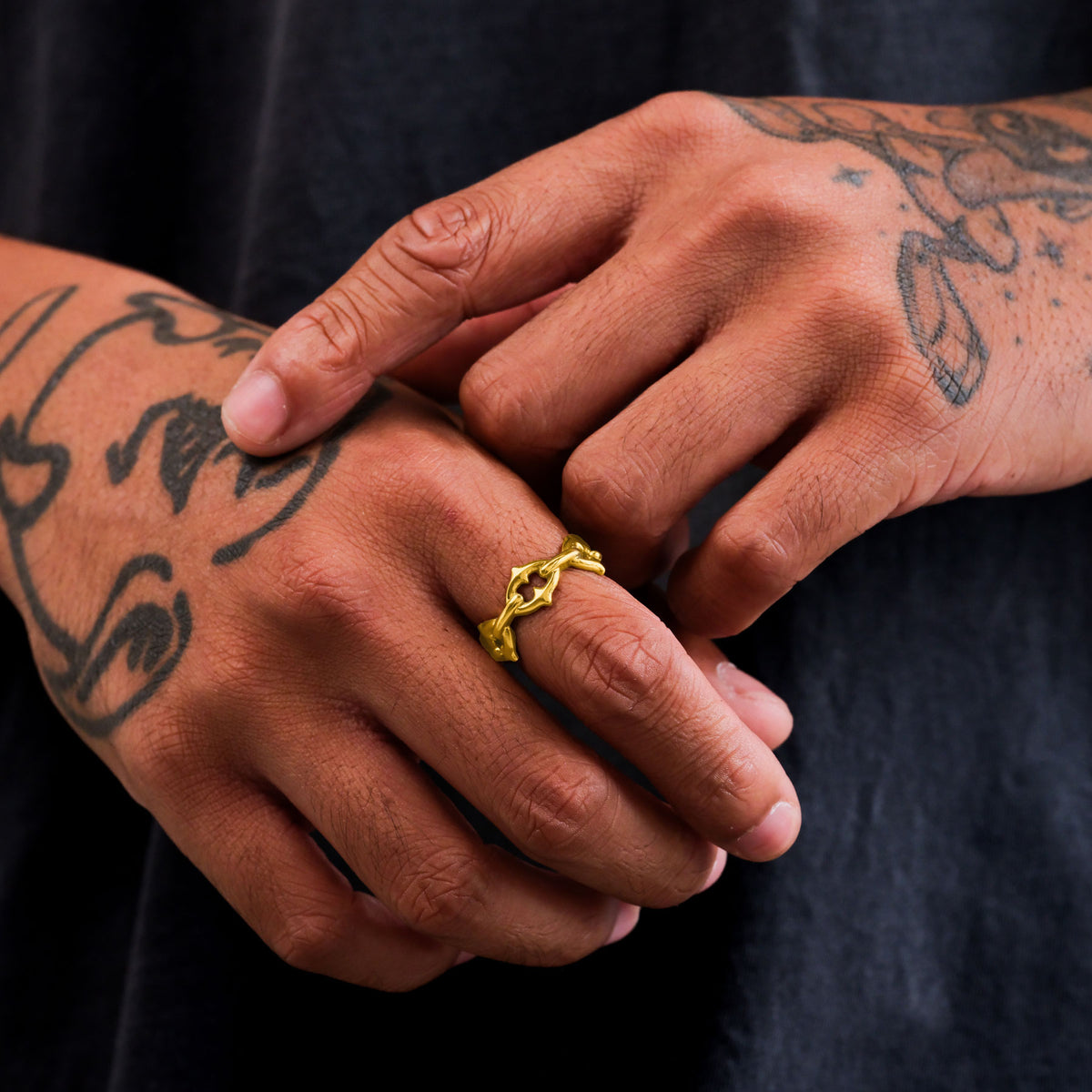 Emo and punk ring for men spiked chain