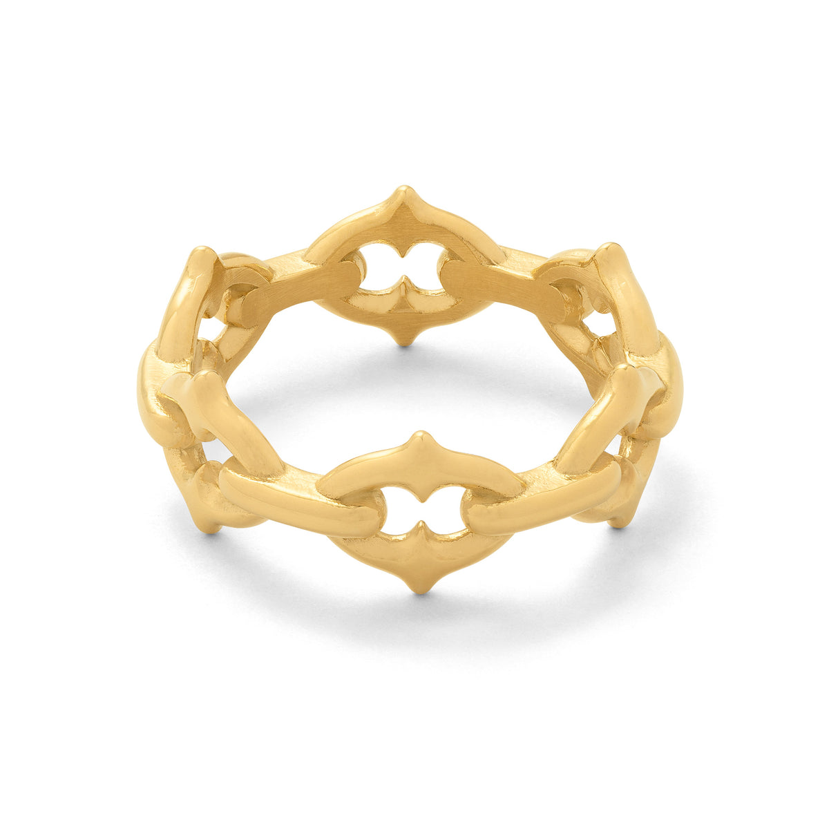 Gothic chain ring with spikes 18k gold