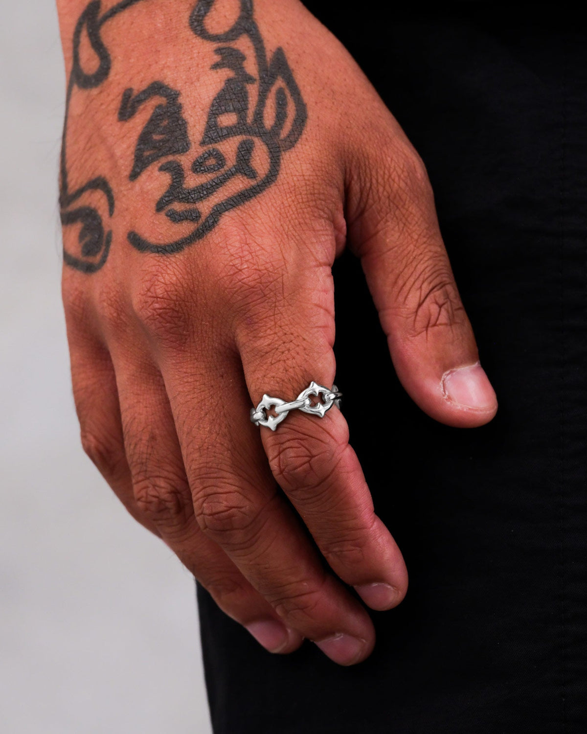 Gothic Medieval Spiked Chain Ring Silver By Statement Collective