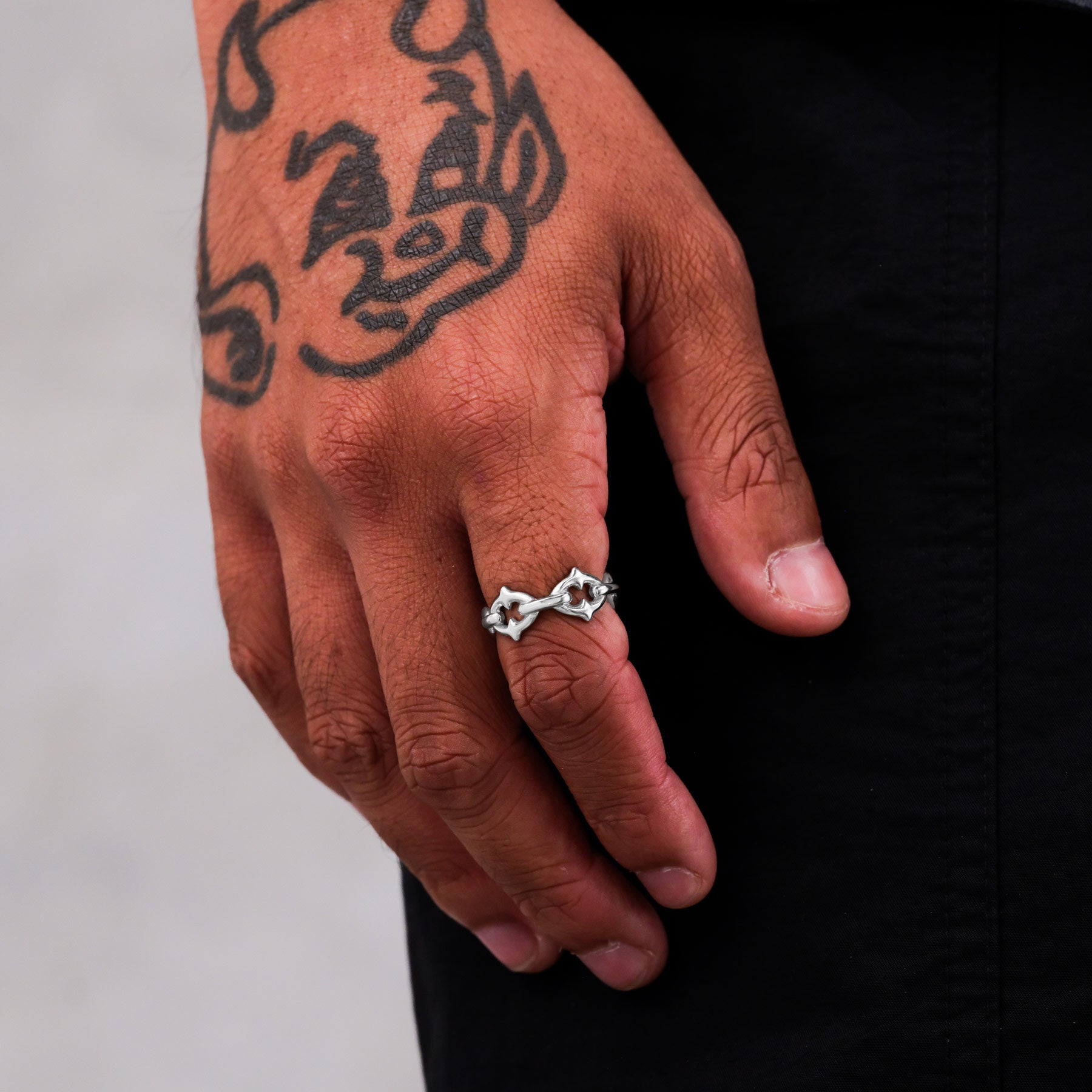 Gorgeous gothic ring in silver for men